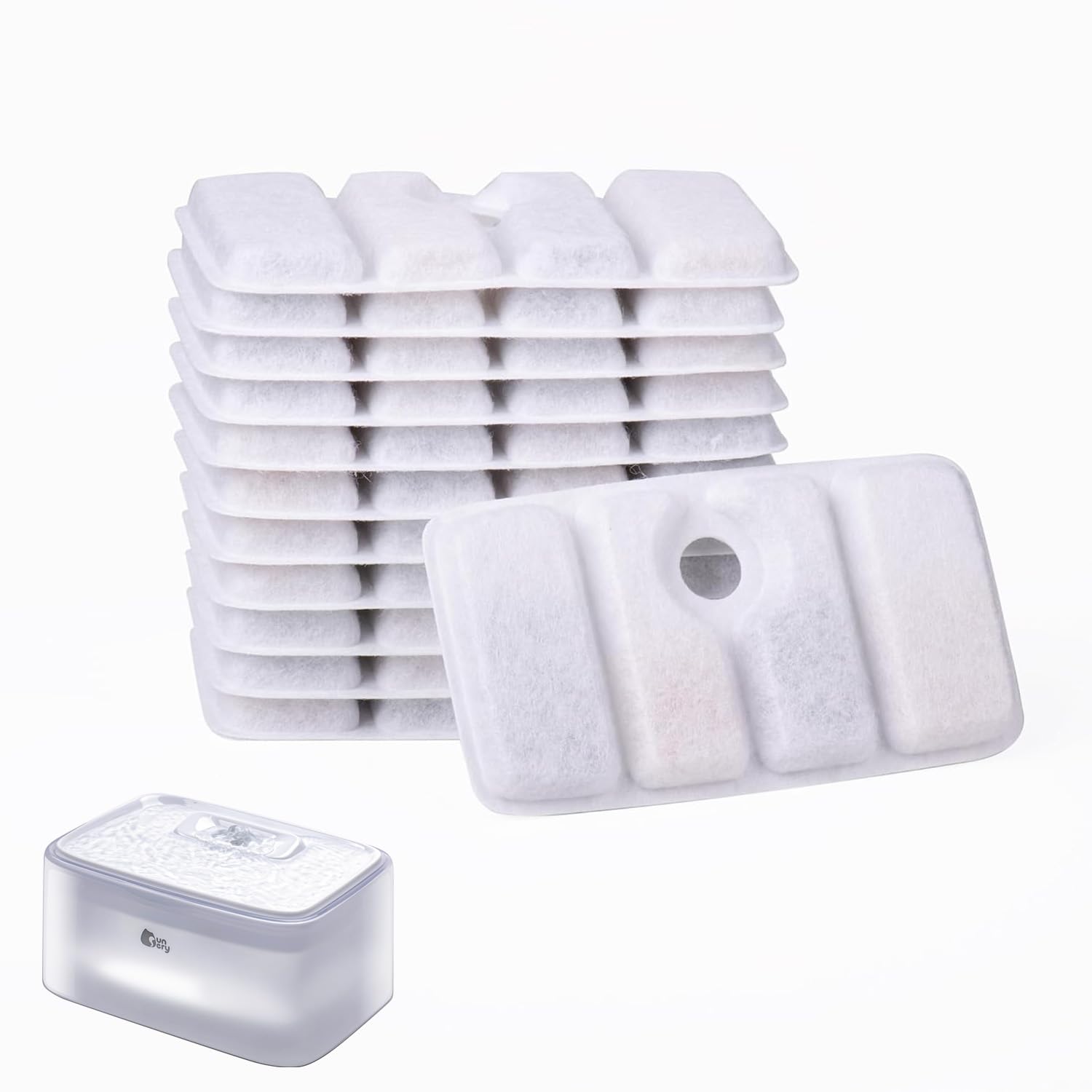 Sunsery Replacement Filters 12 Pieces for Sunsery 2.5L/84oz Indoor Ultra-Quiet Cat Water Fountain, Dog Water Dispenser, Automatic Pet Fountain