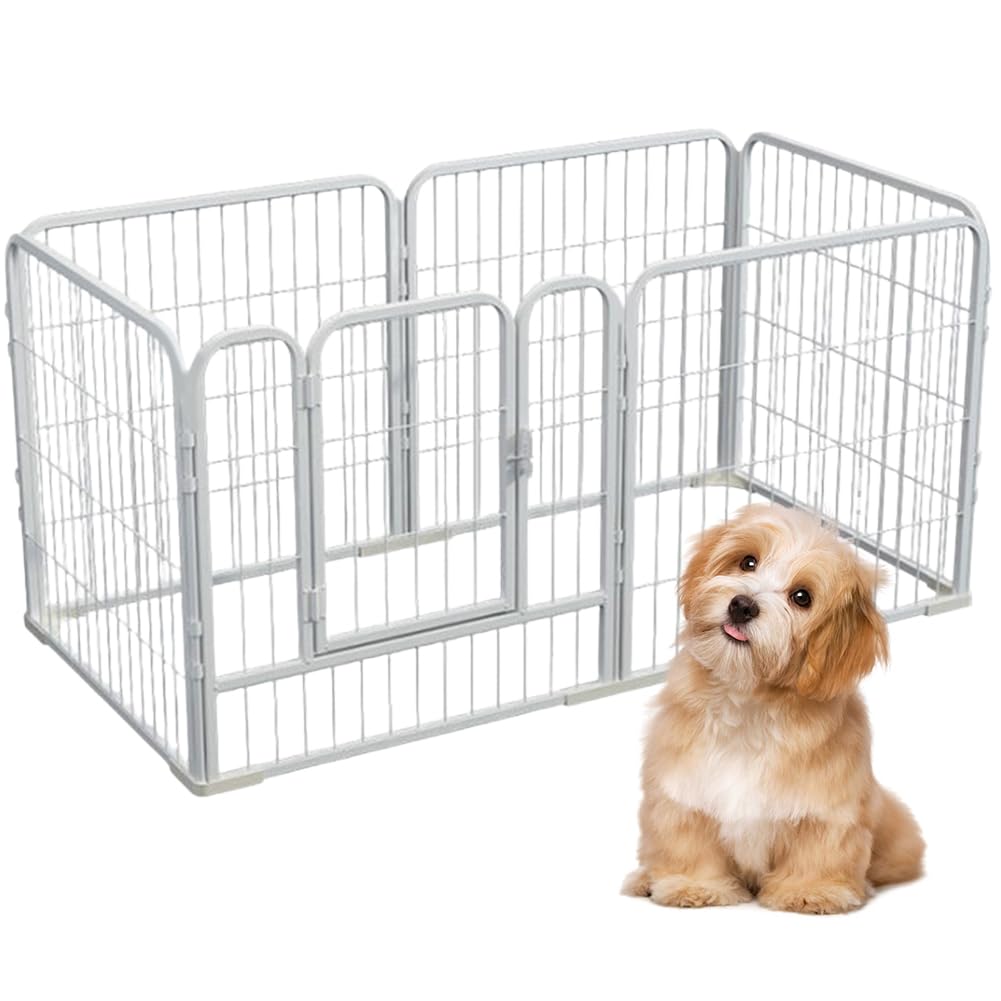 Dog Playpen for Indoor & Outdoor, 6 Panels Heavy Duty Dog Playpen, Foldable Metal Pet Play Pen Exercise Pen, Stainless Steel Pet Fence Barrier for Dog Cat Rabbit Indoor Outdoor Home Yard