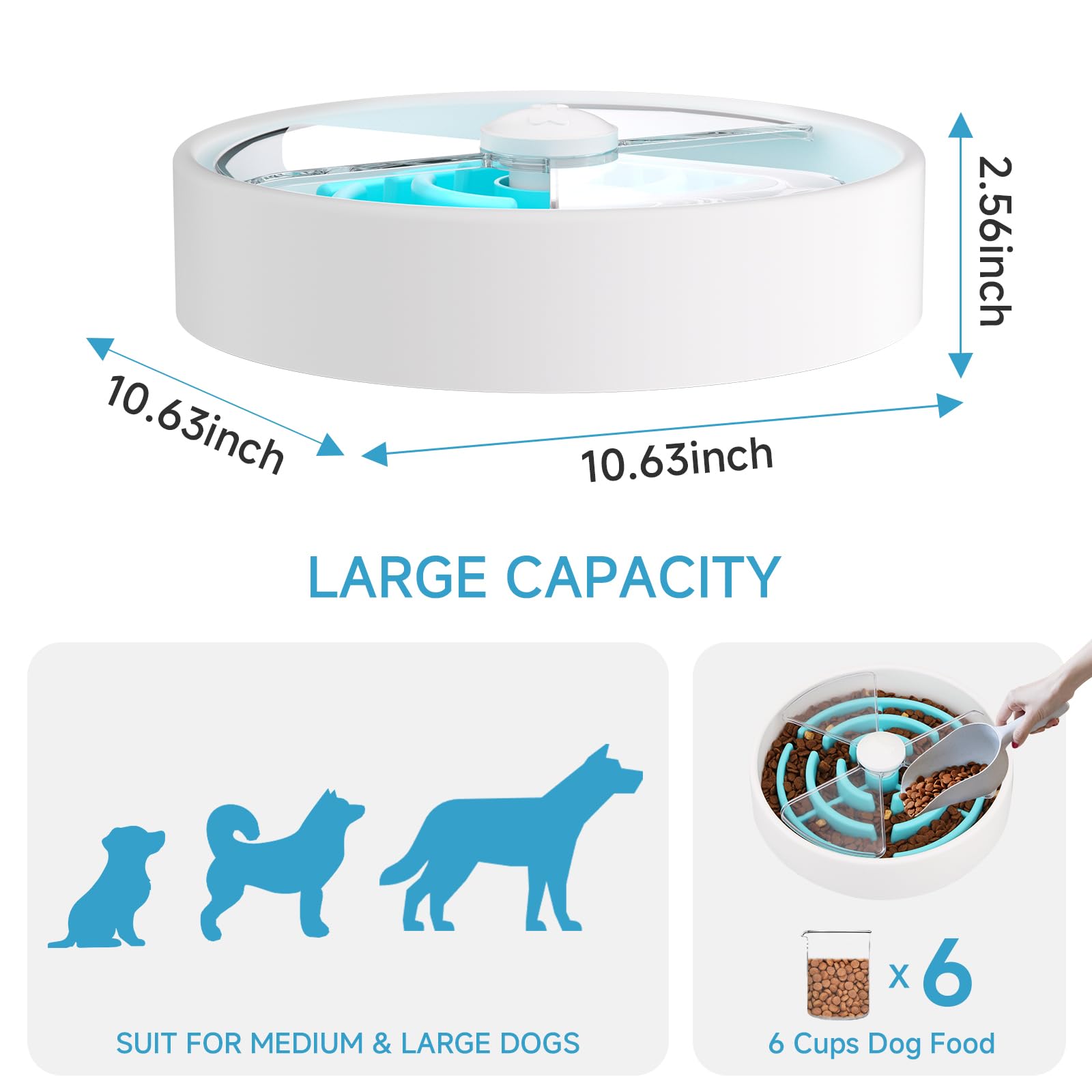 Slow Feeder Dog Bowls, Maze Dog Food Puzzle Feeders for Dry, Wet, Raw Food, Non-Slip Interactive Dogs Feeder for Large, Medium Pet