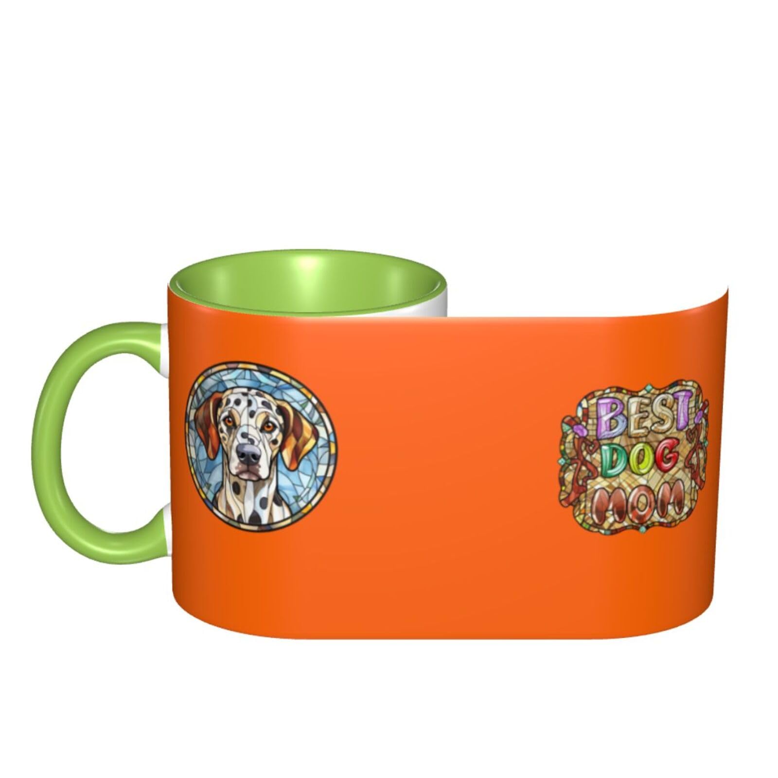 TOMASLINK Best Dog Mom Mug Gift,Dog Mom Coffee Mug For Dog Lovers, Dog Mom Coffee Cup Gifts For Dog Lovers,Dog Mom,Dog Dad Gifts (Green, Dalmatian)