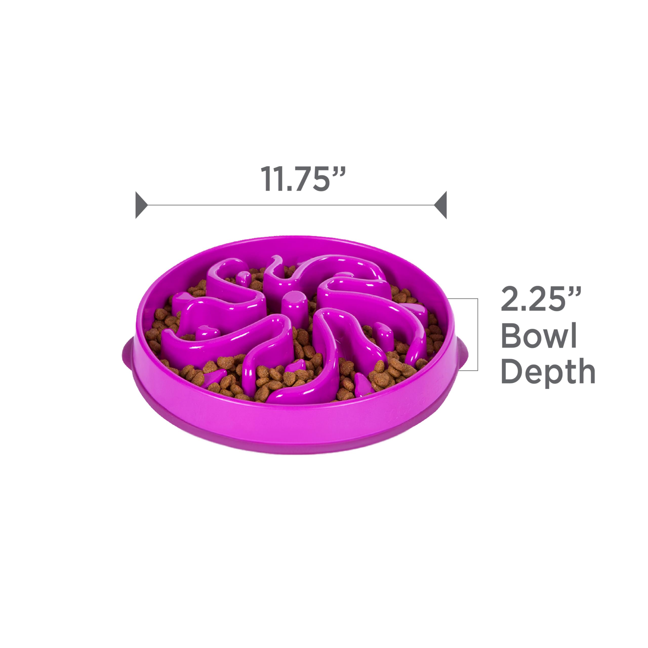 Outward Hound Fun Feeder Slo Bowl – Large 4‑Cup Capacity, Slow Feeding, Medium to Large Dogs, Non‑Slip, Purple, Flower Pattern