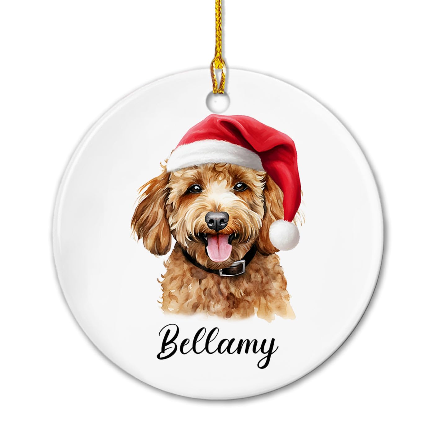Funny Brown Poodle Dog Ceramic Ornament Gift for Xmas 2026 Dog Dad Mom, Personalized Name Brown Poodle Lover Christmas Ornament Gifts, Custom Poodle Ceramic Ornament, Poodle Puppy Ornament Christmas