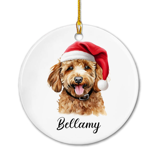 Funny Brown Poodle Dog Ceramic Ornament Gift for Xmas 2026 Dog Dad Mom, Personalized Name Brown Poodle Lover Christmas Ornament Gifts, Custom Poodle Ceramic Ornament, Poodle Puppy Ornament Christmas