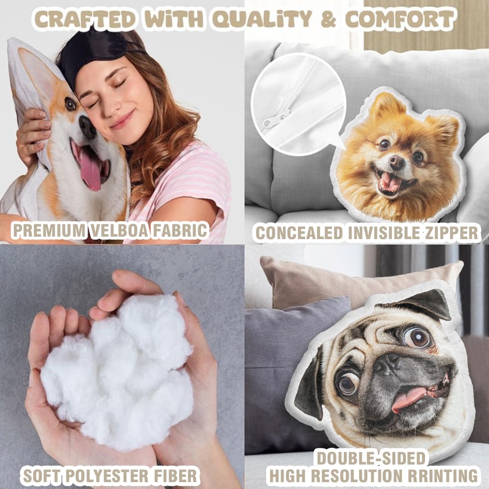 HANZSPROUT Boxer Shaped Plush Pillow - Pet Dog Pillows, Decorative Throw Pillow for Room Decor Sofa Chair Series 1 Size 16x16