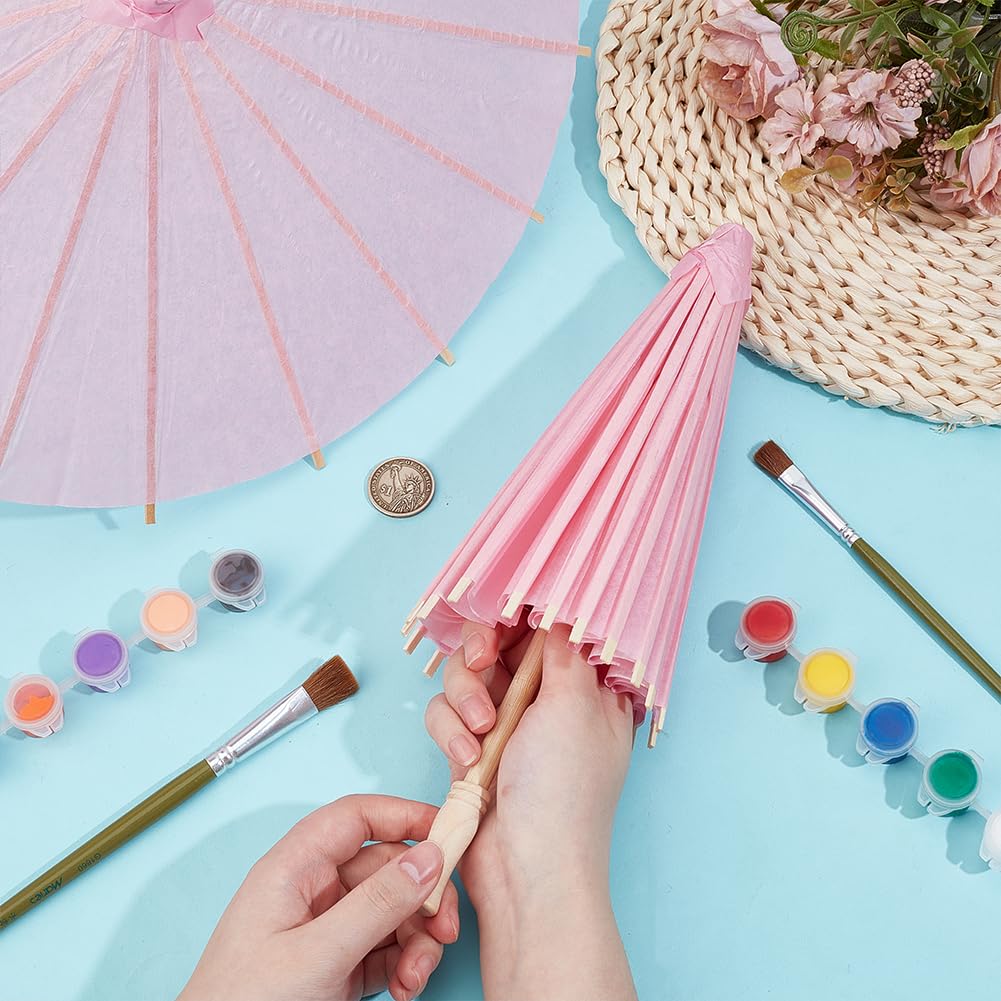 PH PandaHall 2PCS 16 inch Pink Paper Umbrellas DIY Oiled Umbrella Crafts Chinese Parasol Hand Painting Decor Props for Wedding Bridal Photography Craft Party Christmas Easter Decoration
