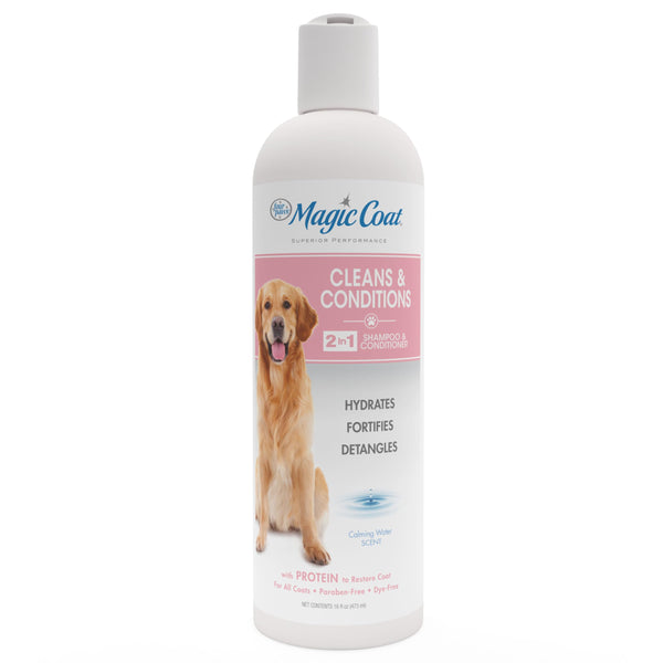 Four Paws Magic Coat Cleans & Conditions 2-in-1 Shampoo and Conditioner for Dogs, Moisturizing Dog Wash for Itchy Dry Skin, Dog Grooming, Calming Water Scent, 16 Ounce