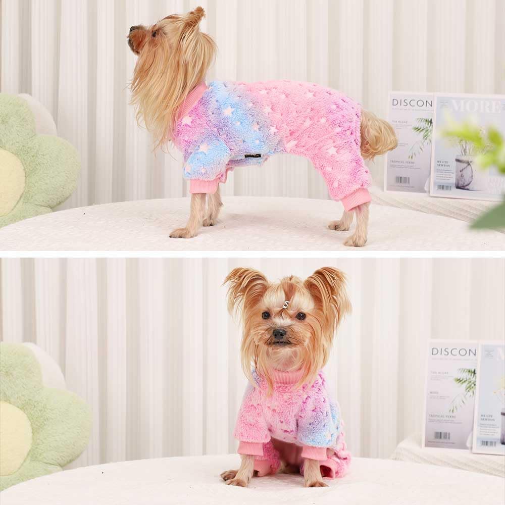 Dog Pajamas for Small Dogs, Glow in Dark Tie Dye Unicorn Sweater, Super Soft Velvet Material Chihuahua Yorkie Tiny Clothes Outfits (X-Small)