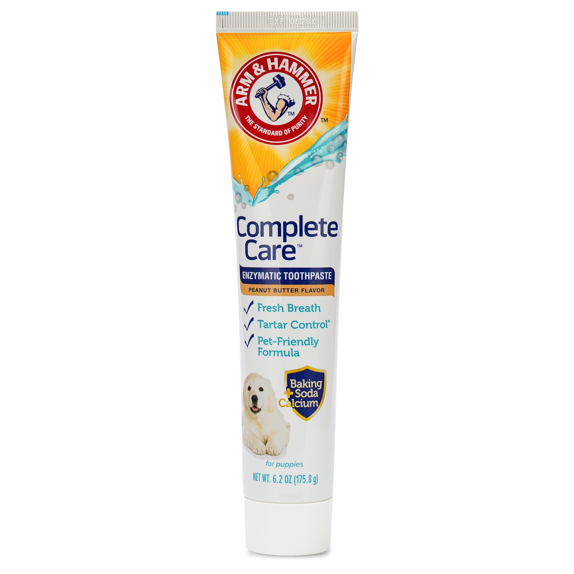 Arm & Hammer Complete Care Enzymatic Dog Toothpaste, Peanut Butter Flavor, Baking Soda and Calcium, Enzymatic Tartar Control Formula, Non-Toxic, Fluoride Free, 6.2 Oz