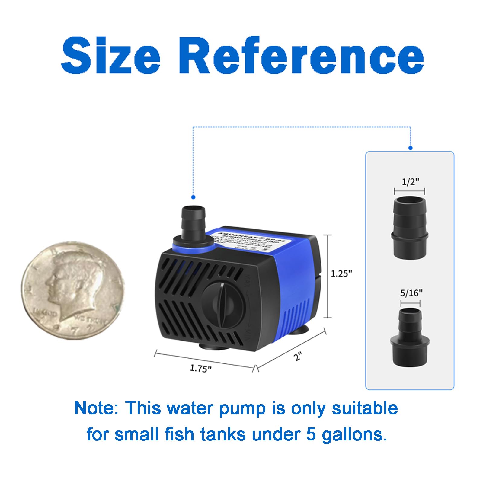 AQUANEAT Small Fountain Pump, 80 GPH Submersible Water Pump for Aquarium Fish Tank, Outdoor Water Fountain, Hydroponics, Pond Filter Pump