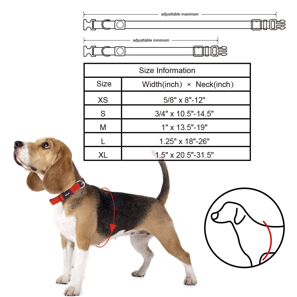 Kruz Pet Dog Collar for Small Dogs (3/4 in Width, 10.5–14.5) | Adjustable Padded Black Dog Collar with Heavy Duty D Ring | Soft Comfortable Fit for Puppies and Small Dogs | Small