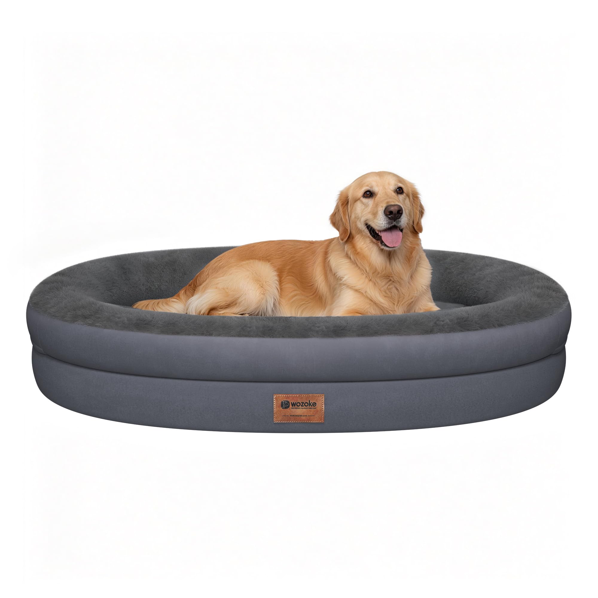 WOZOKE Orthopedic Dog Bed for Large Dogs, Waterproof Dog Bed for Large Size Dogs with Bolsters, Egg Crate Foam Sofa Bed with Washable Removable Cover & Non-Slip Bottom, Dark Grey