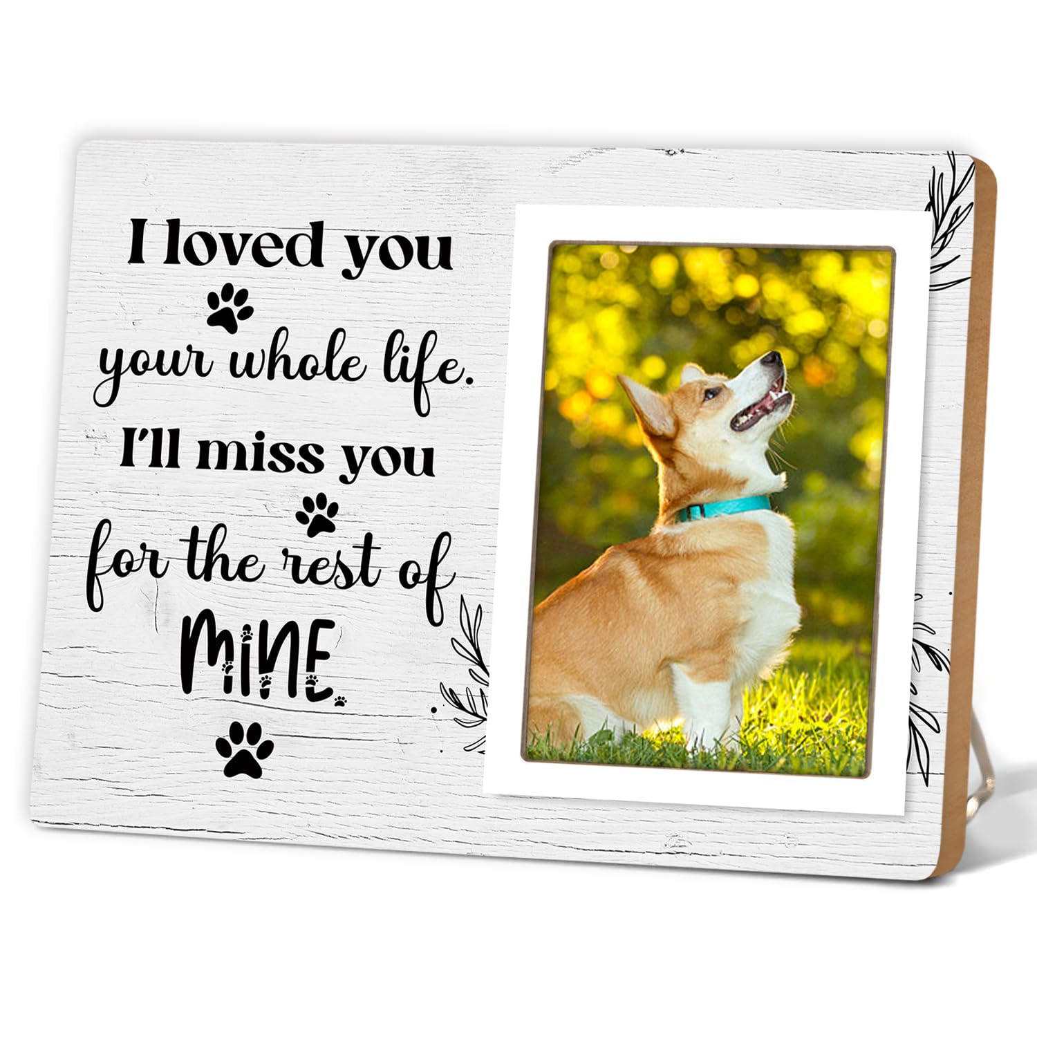 Itsoly Dog Memorial Picture Frame - Pet Loss Gift - I Love You Your Whole Life I Will Miss You for the Rest of Mine - Wooden Photo Frame, 4x6 Inch Photo12P70