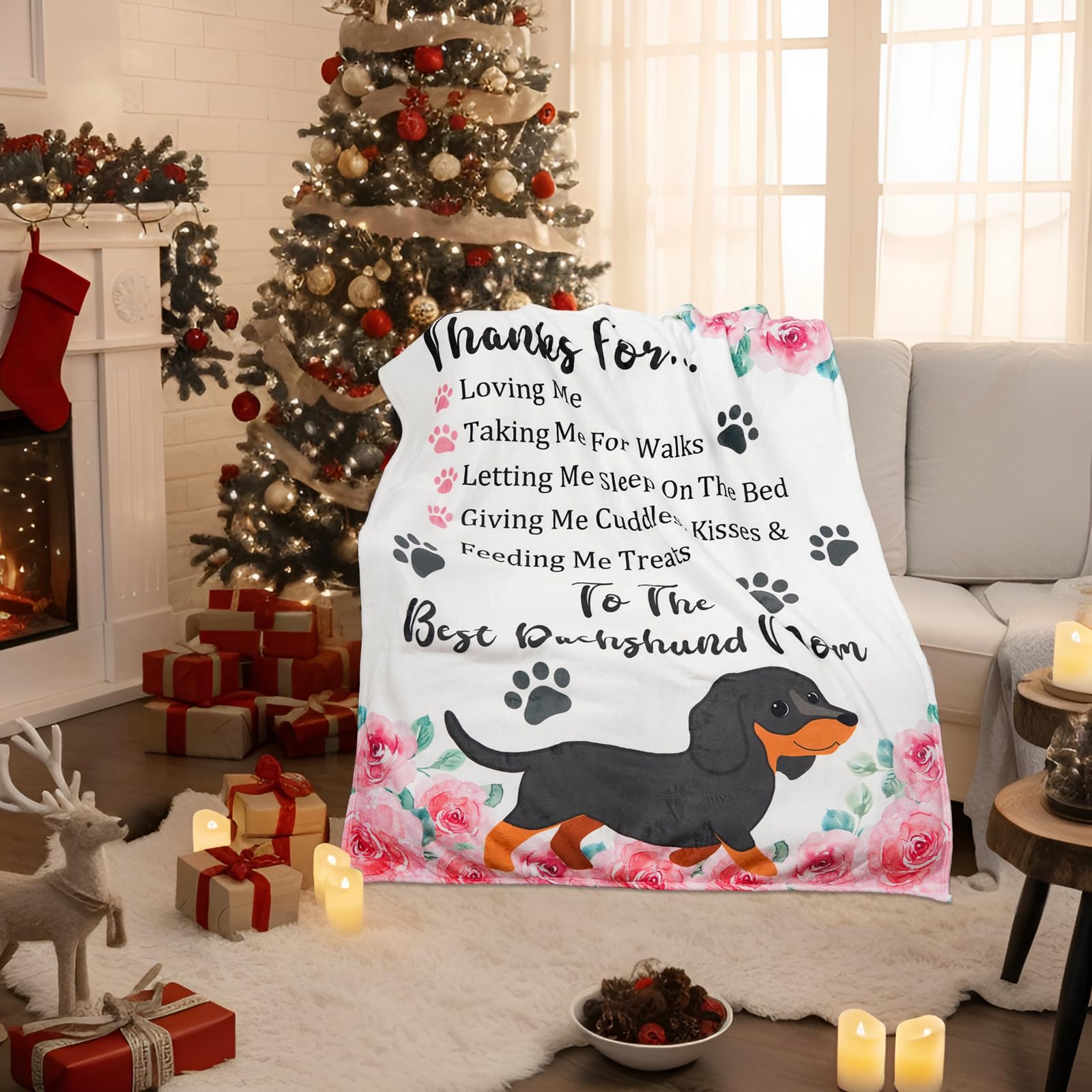 Tian Zhun Dachshund Gifts for Women Weiner Dog Lovers Soft Warm Dachshund Blanket Throw 50 x 60 Inch for Christmas Mothers Day Birthday