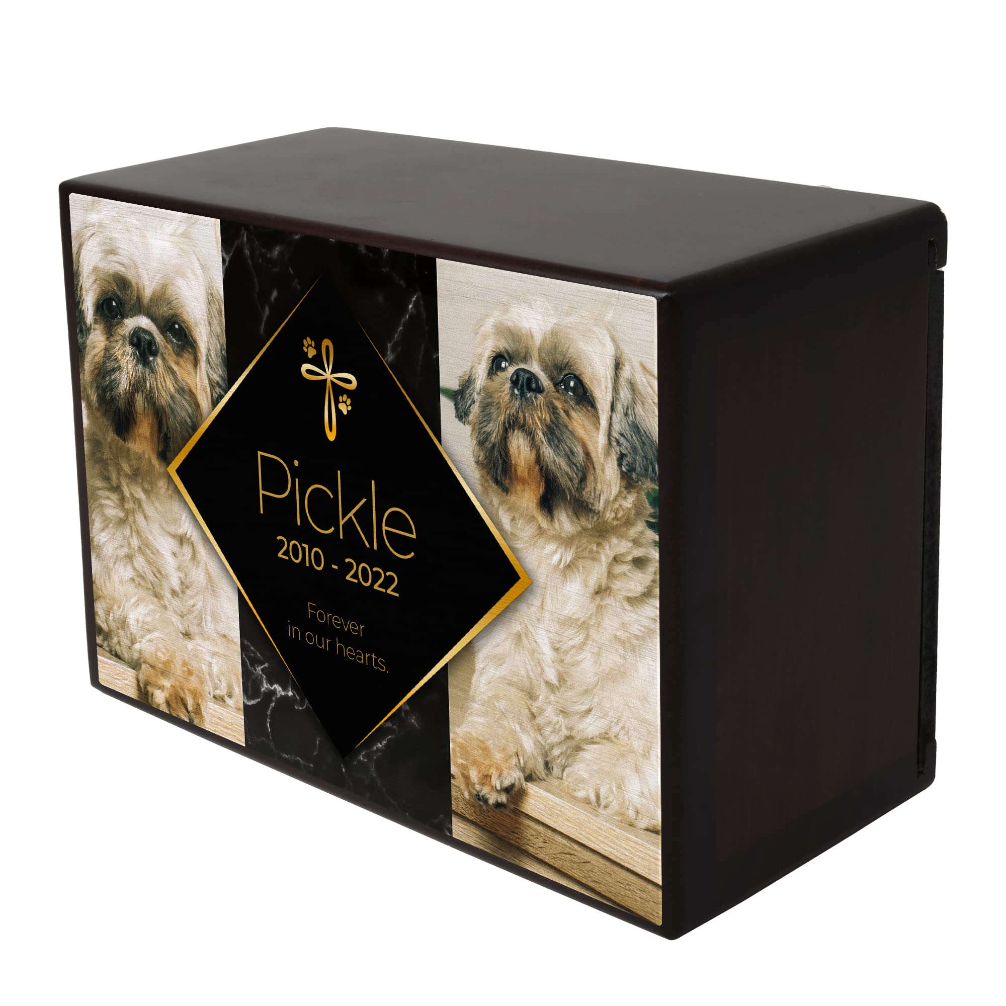 Royal Matter Custom Pet Keepsake Urns for Dogs, Wooden Box for Pet Ashes with Photo for Your Beloved Pets, Pet Cremation Urns as Sympathy Gifts for Pet Lovers - Small, 6" x 4" x 2.75" (Pickle)