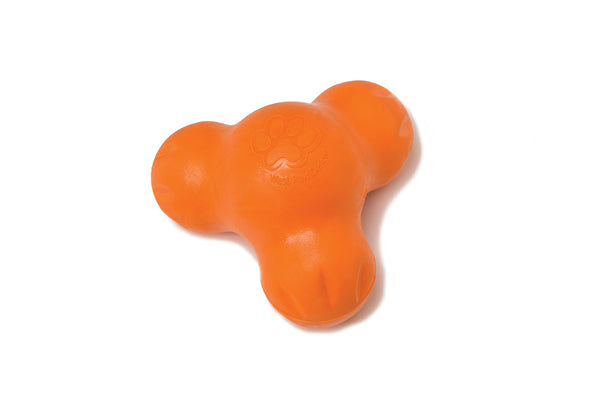 WEST PAW Zogoflex Tux Treat Dispensing Dog Chew Toy – Interactive Chewing Toy for Dogs – Dog Games for Aggressive Chewers, Fetch, Catch – Holds Kibble, Treats, Large 5", Tangerine