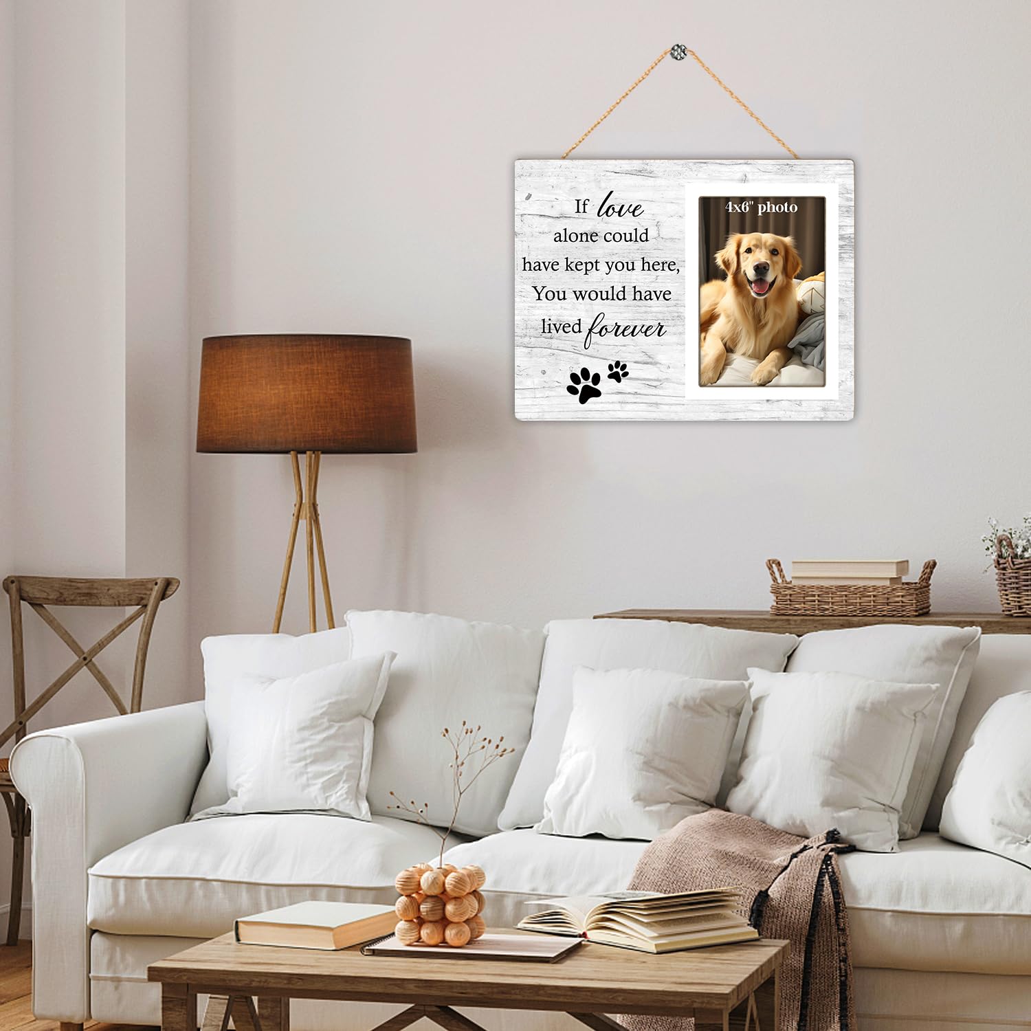 Itsoly Dog Memorial Picture Frame, Pet Sentiment Memorial Gifts for Loss of Dog, Pet Picture Frames Memorial, If Love Could Have Kept You Here You Would Have Lived Foreve, 4x6 Photo12P92