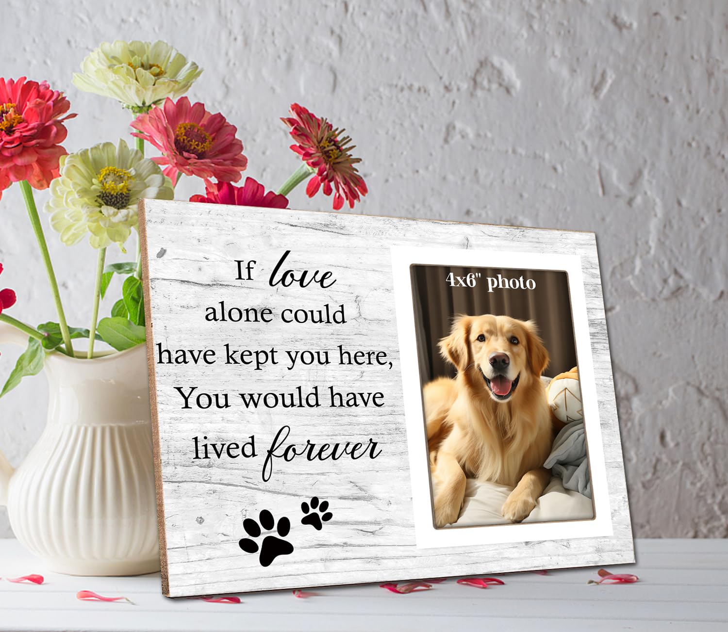Itsoly Dog Memorial Picture Frame, Pet Sentiment Memorial Gifts for Loss of Dog, Pet Picture Frames Memorial, If Love Could Have Kept You Here You Would Have Lived Foreve, 4x6 Photo12P92