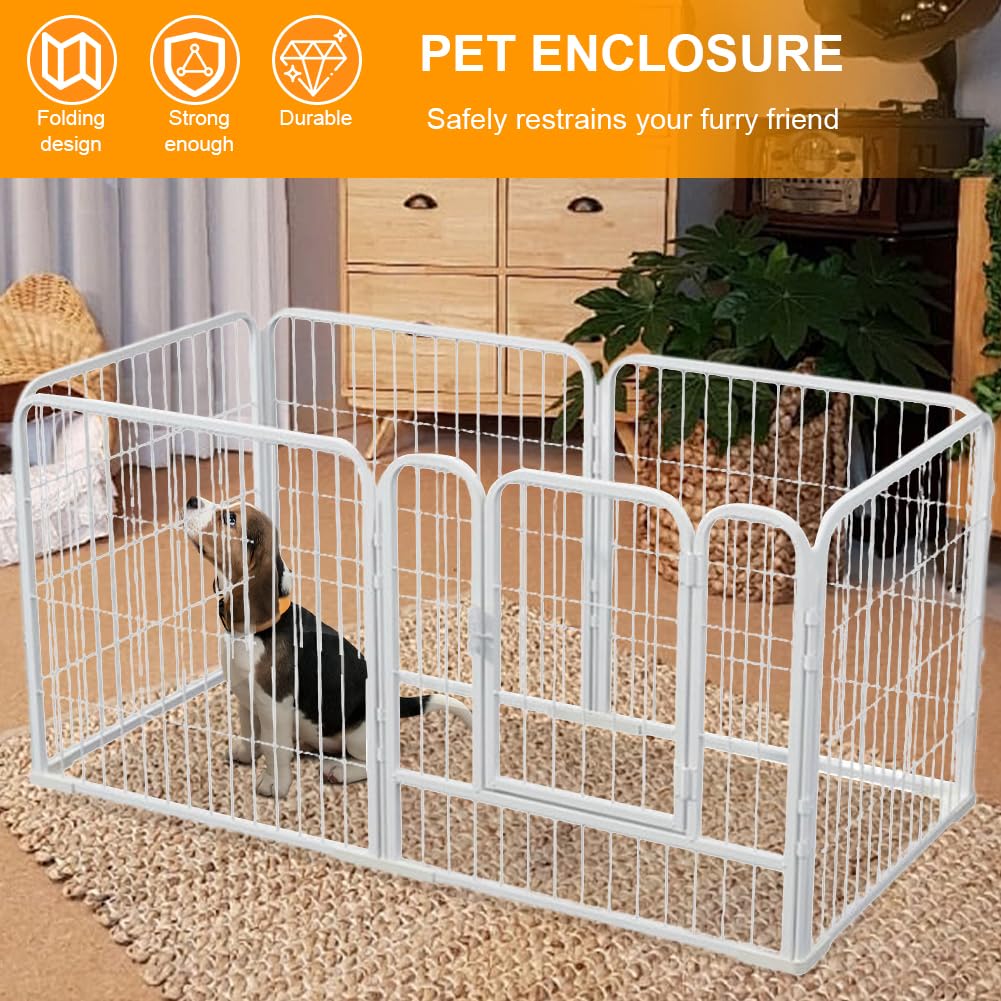 Dog Playpen for Indoor & Outdoor, 6 Panels Heavy Duty Dog Playpen, Foldable Metal Pet Play Pen Exercise Pen, Stainless Steel Pet Fence Barrier for Dog Cat Rabbit Indoor Outdoor Home Yard