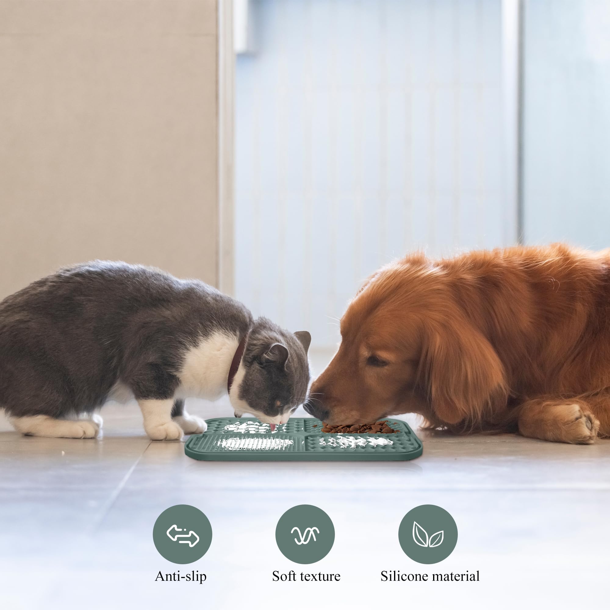 Coomazy Larger Lick Mat for Dogs, Lick Mat Designed for Large Breed Dogs, Slow Feeder & Non-Slip Design, Boredom and Anxiety Reducer, Suitable for All Wet Food, Non-Toxic, Green