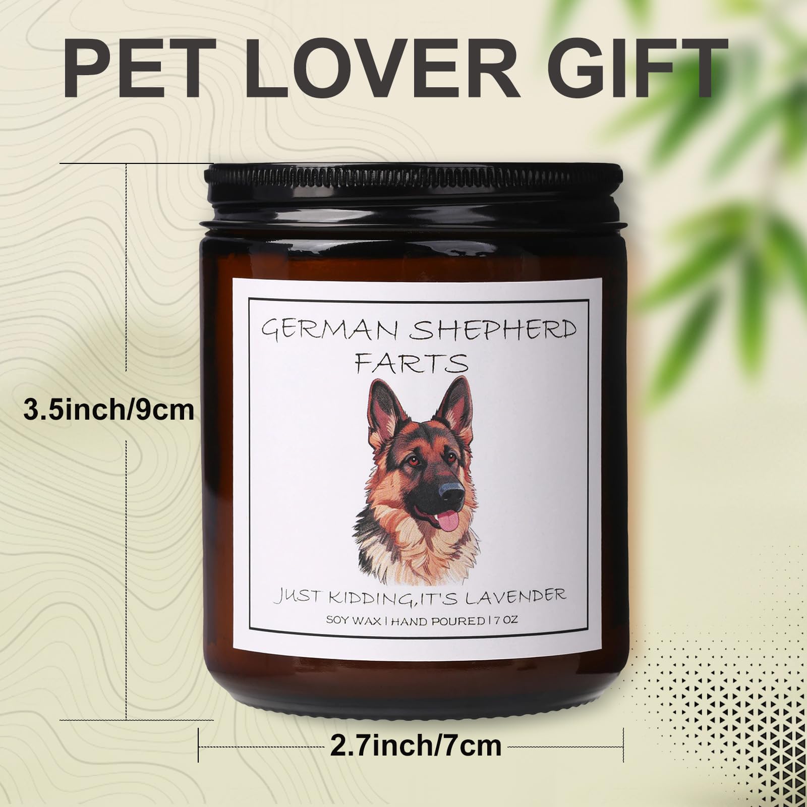 German Shepherd Gifts & Decor, German Shepherd Gifts for Women - German Shepherd Farts Candle, Dog Mom Gift, Natural Soy Wax Lavender Scented Candle 7oz