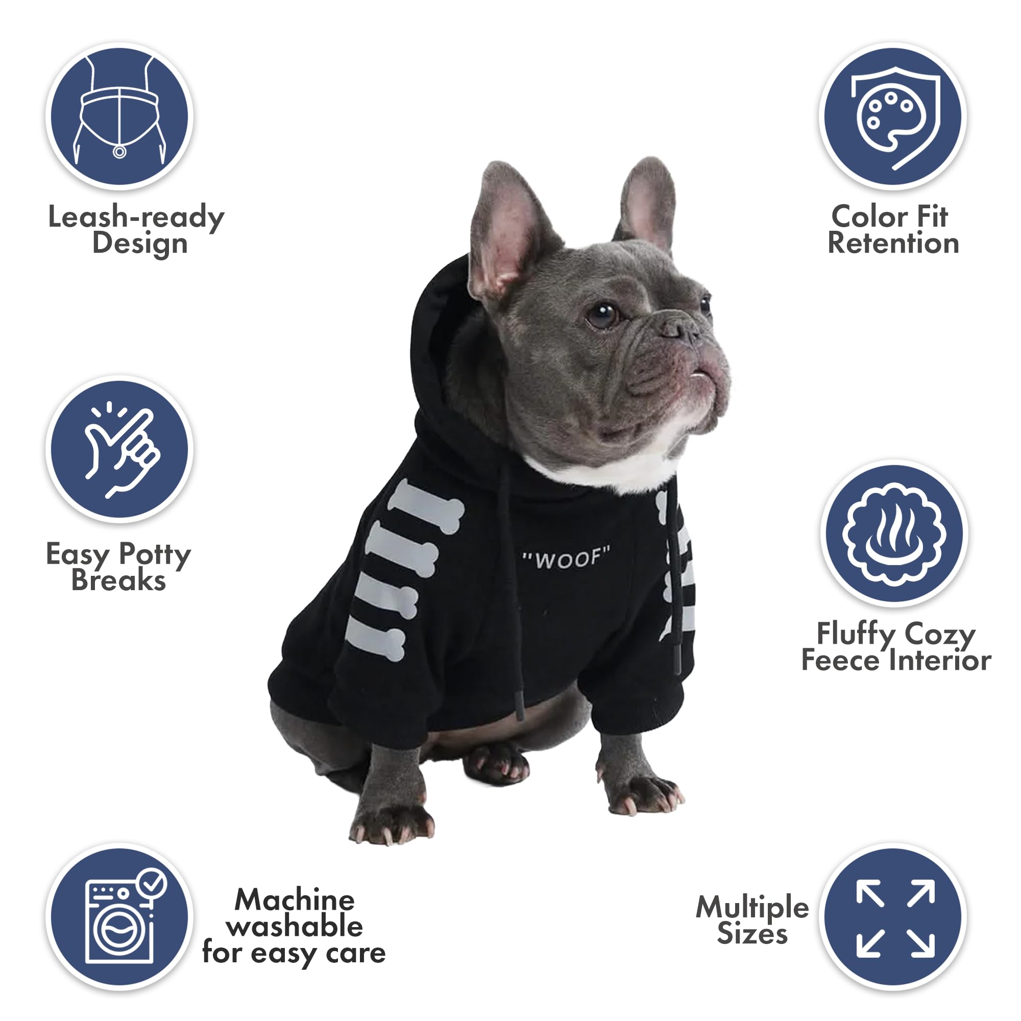 Spark Paws Dog Hoodie – Premium Dog Sweater for Small, Medium, and Large Dogs | Warm Outfits for French Bulldogs, Pitbull, Puppy, Winter Jacket Alternative - Woof - M