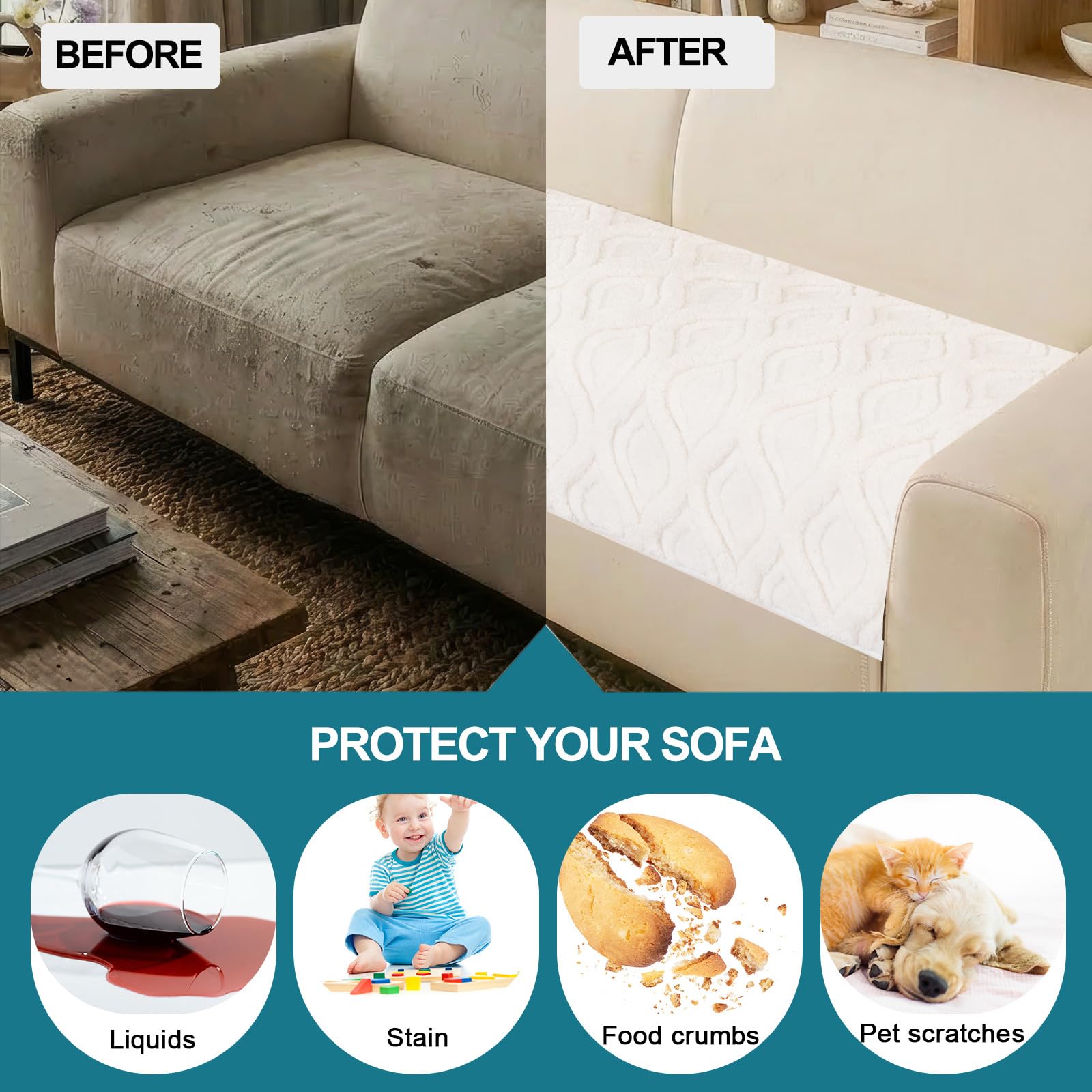 KRFOONN Plush Couch Cover for Dogs Washable Pet Couch Covers for 2 Cushion Sofa Non-Slip Loveseat Cushion Covers Soft Sofa Slipcovers Cushion Protector for Dogs Pets Mat (35.5" x 63", 01)
