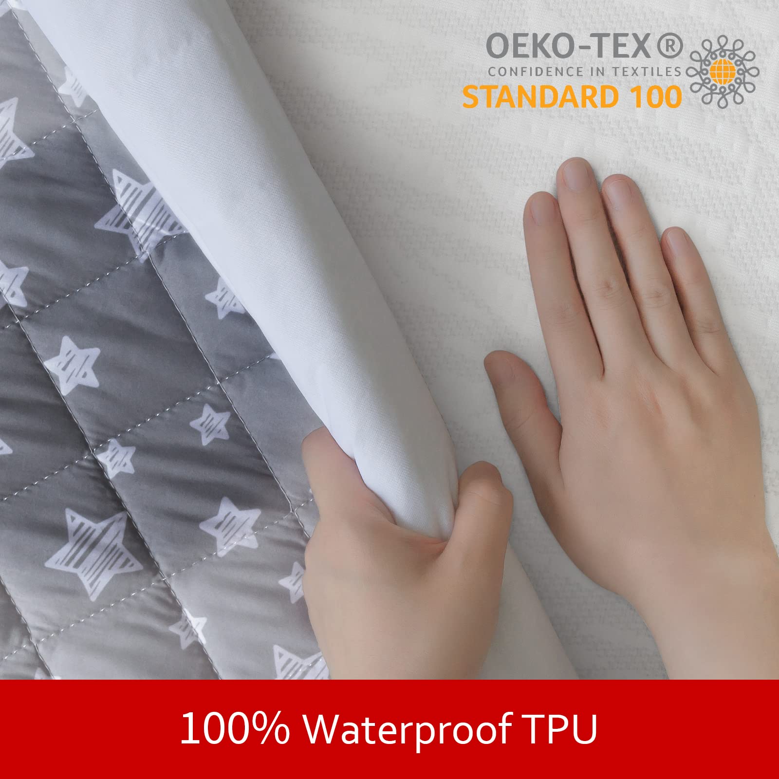 Waterproof Dog Bed Covers Replacement Washable Pet Hair Easy to Remove, Noiseless Quilted Puppy Pet Bed Cover Lovely Grey Star Print 29x41 Inches, for Dog/Cat, Cover Only