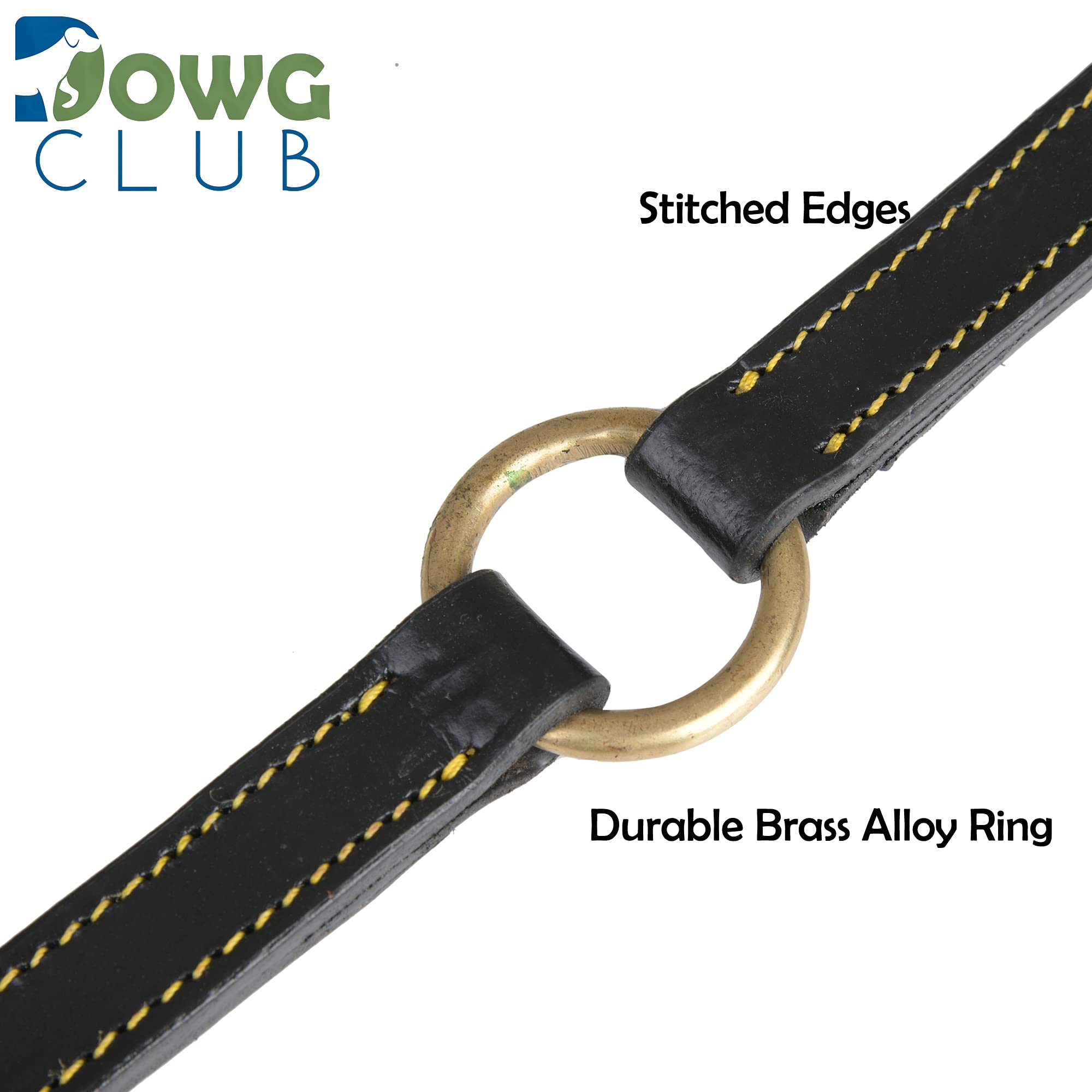 DowgClub Genuine Leather Coupler Black for Dog Leash for Walking 2 Dogs | Multipurpose, Can be Used as Safety Seatbelt Leash in car 20” | (Coupler Black)