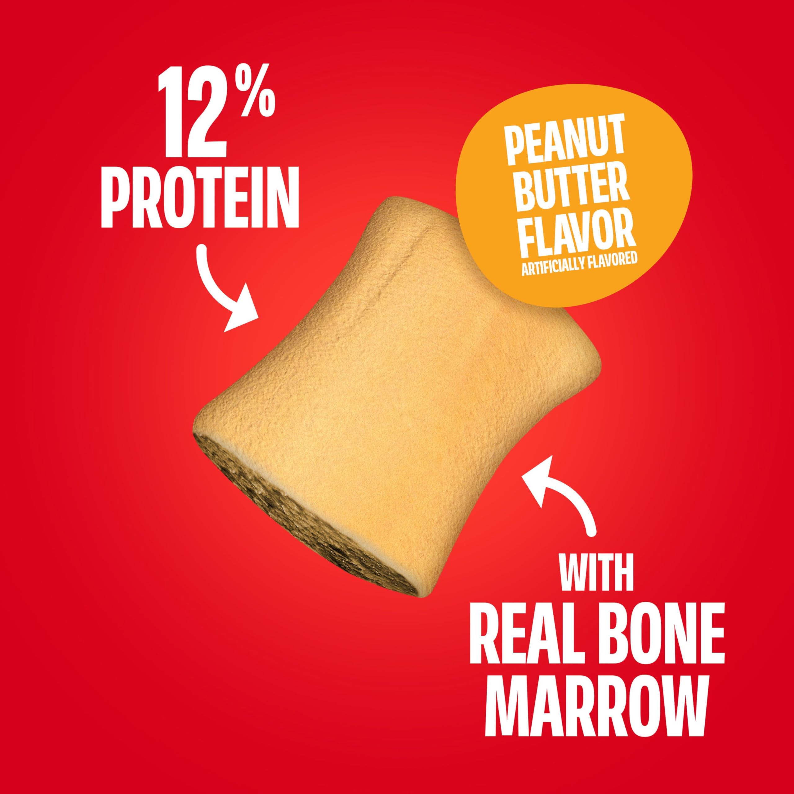 Milk-Bone MaroSnacks Peanut Butter Flavor (Artificially Flavored) Dog Treats with Real Bone Marrow, 40 Oz. Canister