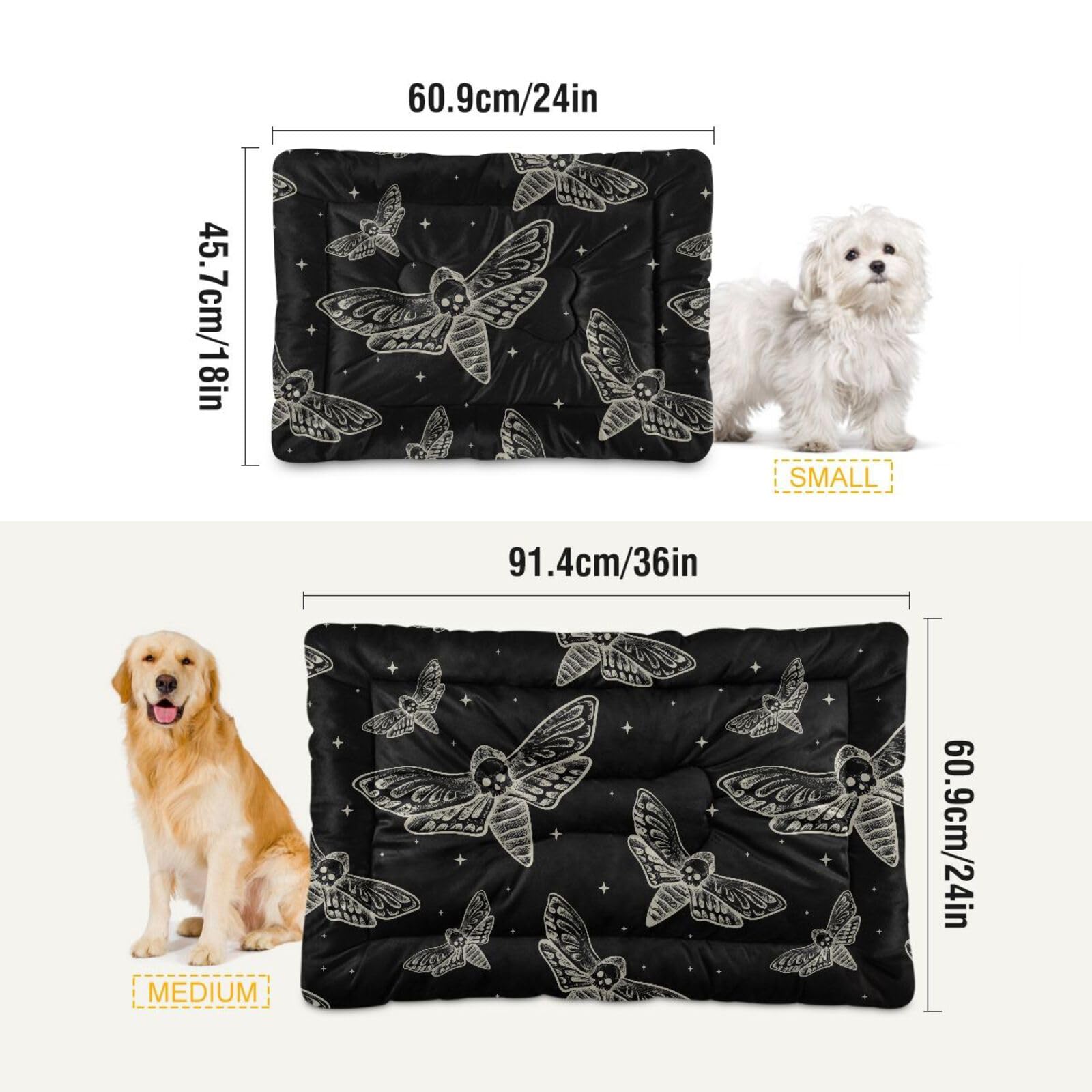 Sletend Pet Bed Gothic Skull Butterfly Moth Dog Bed Mat Absorbing Non Slip Pad Pet Sleeping Mat for Small, Medium, and Large Dogs Puppy Cat 36 in x 24 in