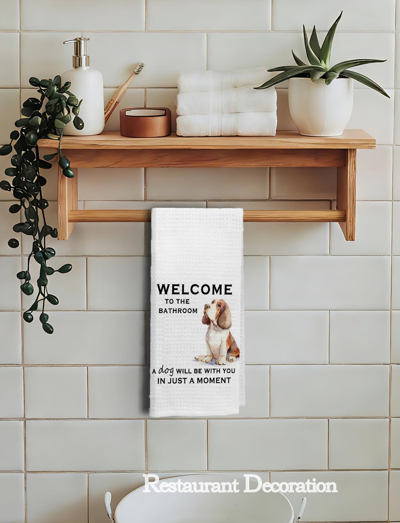 Qykwz Funny Basset Hound Dog Bathroom Decor Hand Towels, Basset Hound Gifts for Women Men, Dog Lover Owner Gifts Hand Towels for Guest Bathroom Washroom Toilet, 16x24 Inch