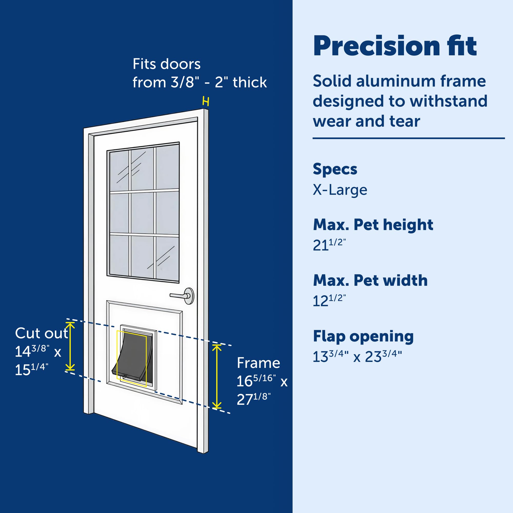 PetSafe Freedom Aluminum Pet Door for Dogs and Cats - Solid Durable Frame - Extra-Large, White, Tinted Flexible Vinyl Flap - Includes Closing Panel