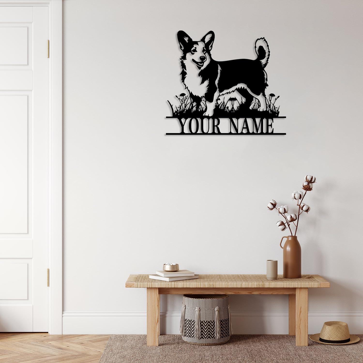 Corgi Metal Sign, Corgi Metal Wall Decor, Dog House,Personalized Dog Lover Name Sign, Home Decor Pet Kid Nursery Animal Decoration (Corgi B)