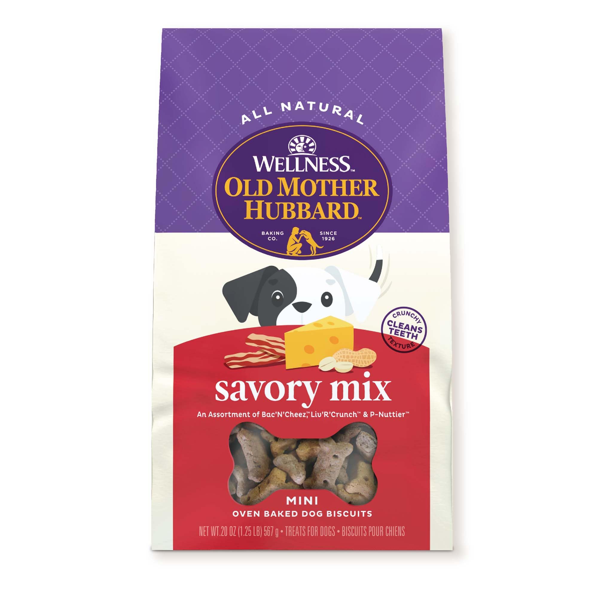 Wellness Old Mother Hubbard Classic Savory Mix Dog Biscuits, Natural Training Treats, 3 Flavors, Mini Size, 20 oz Bag