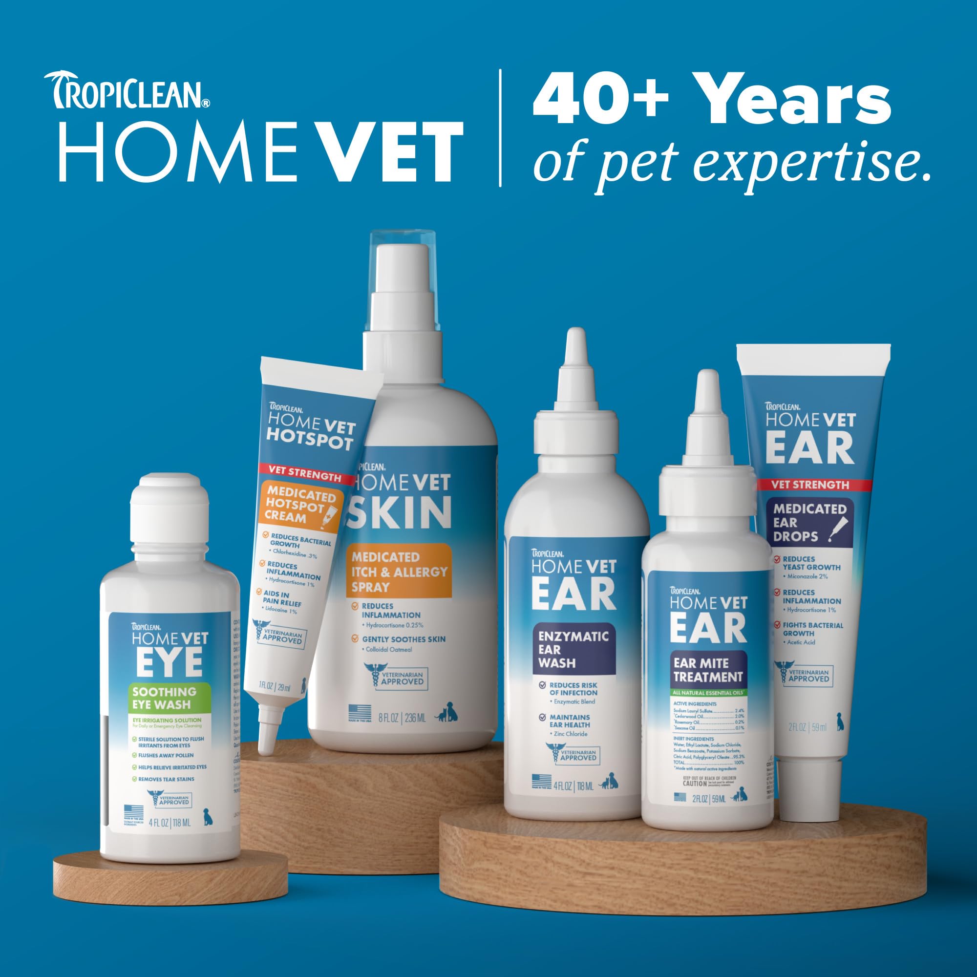TropiClean HomeVet Allergy & Itch Spray, Dog Allergy Relief & Hot Spot Treatment for Dogs & Cats, Vet Recommended Itching Skin Relief, USA Made, 8 oz