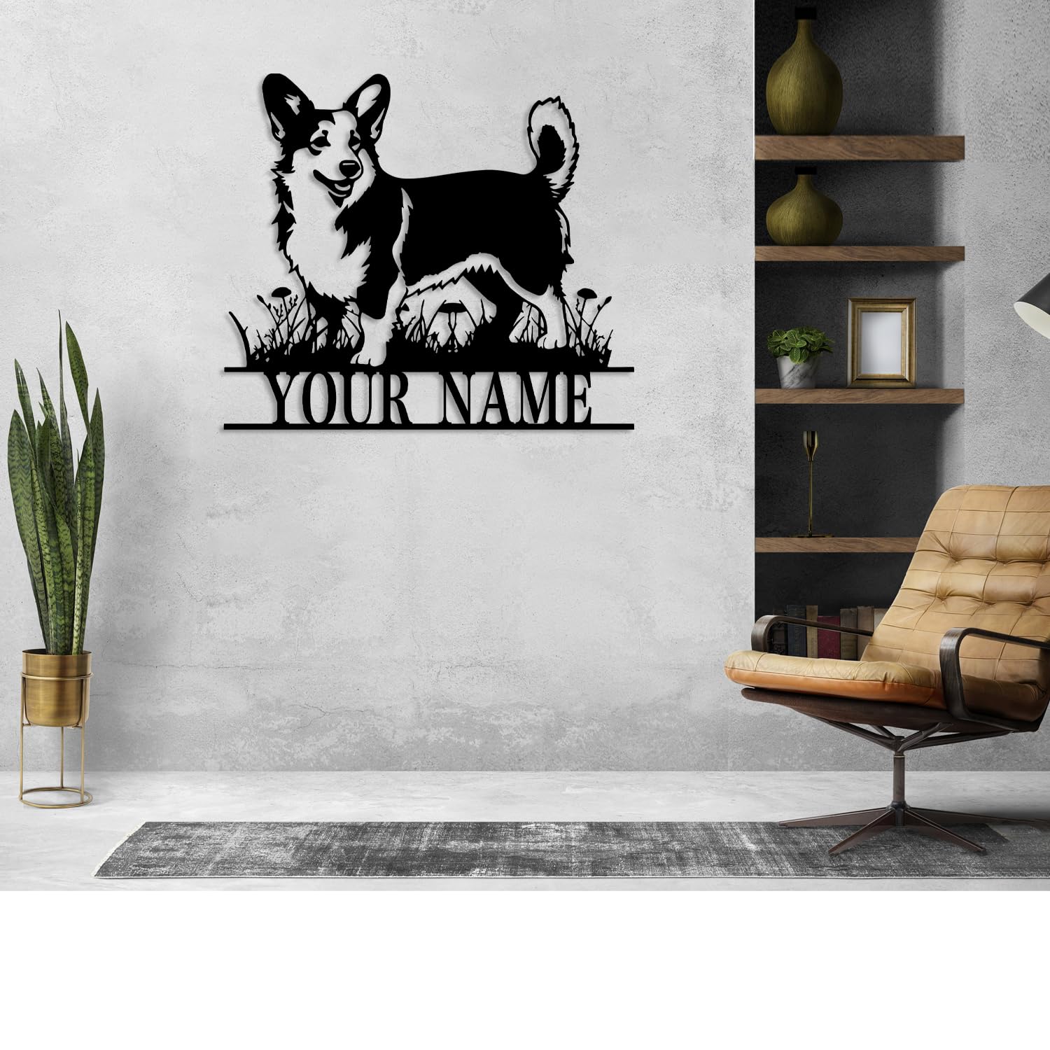 Corgi Metal Sign, Corgi Metal Wall Decor, Dog House,Personalized Dog Lover Name Sign, Home Decor Pet Kid Nursery Animal Decoration (Corgi B)