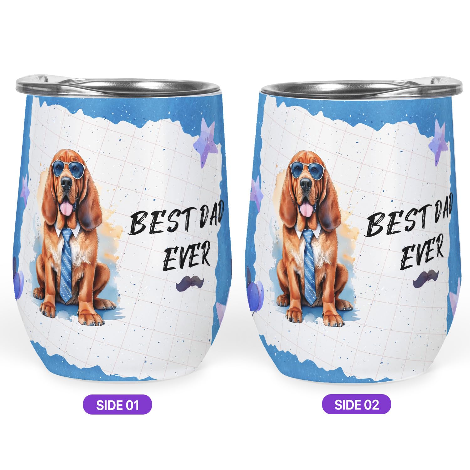 Ninety3POD Happy Father's Day Best Bloodhound Cool Dad Ever 12oz Stainless Steel Tumbler Insulated Cup with Lid Dog Lover 12007