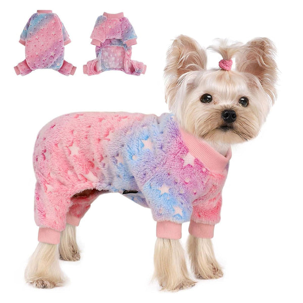 Dog Pajamas for Small Dogs, Glow in Dark Tie Dye Unicorn Sweater, Super Soft Velvet Material Chihuahua Yorkie Tiny Clothes Outfits (X-Small)