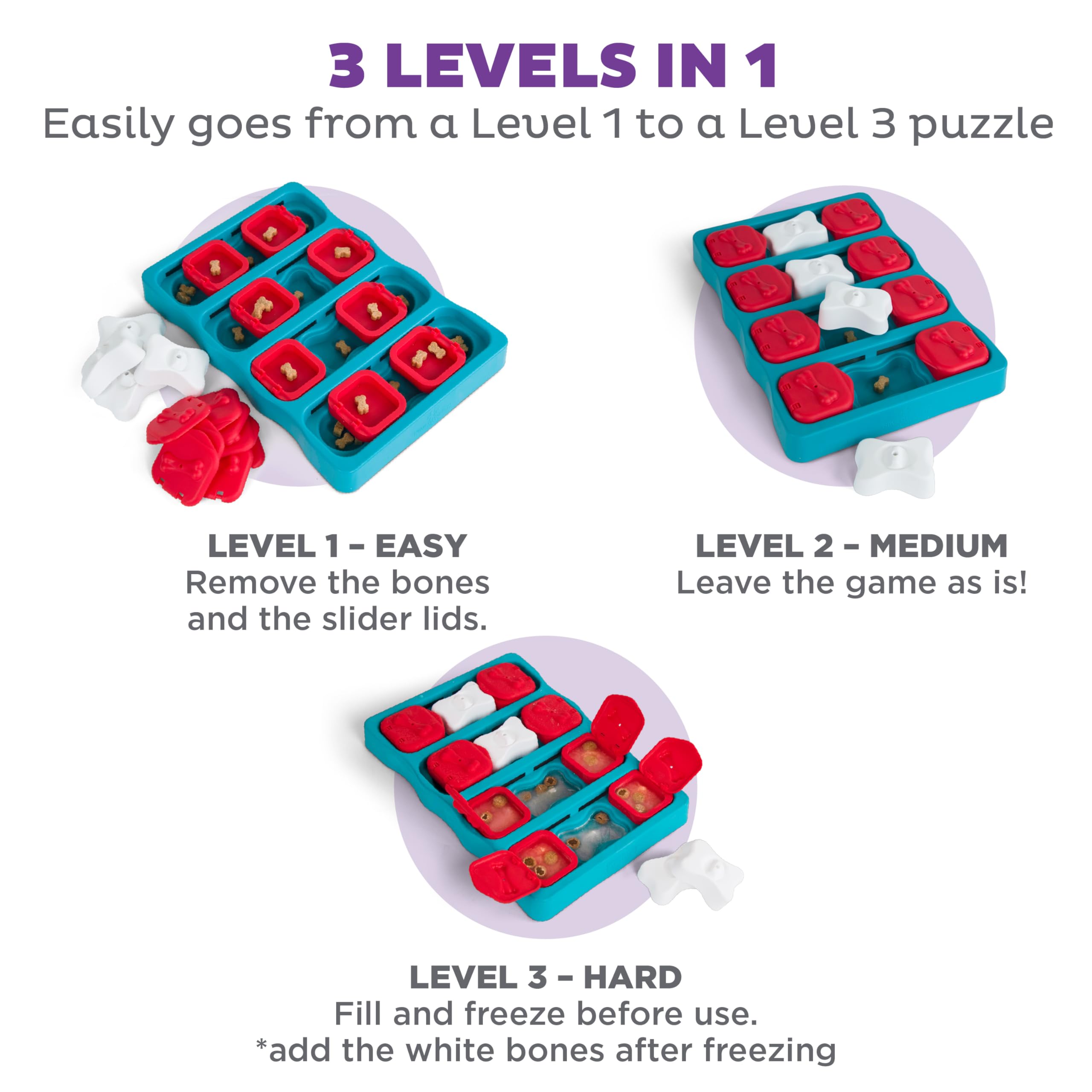 Outward Hound by Nina Ottosson Dog Brick – Interactive Treat Puzzle Enrichment Toy, Level 2 Intermediate