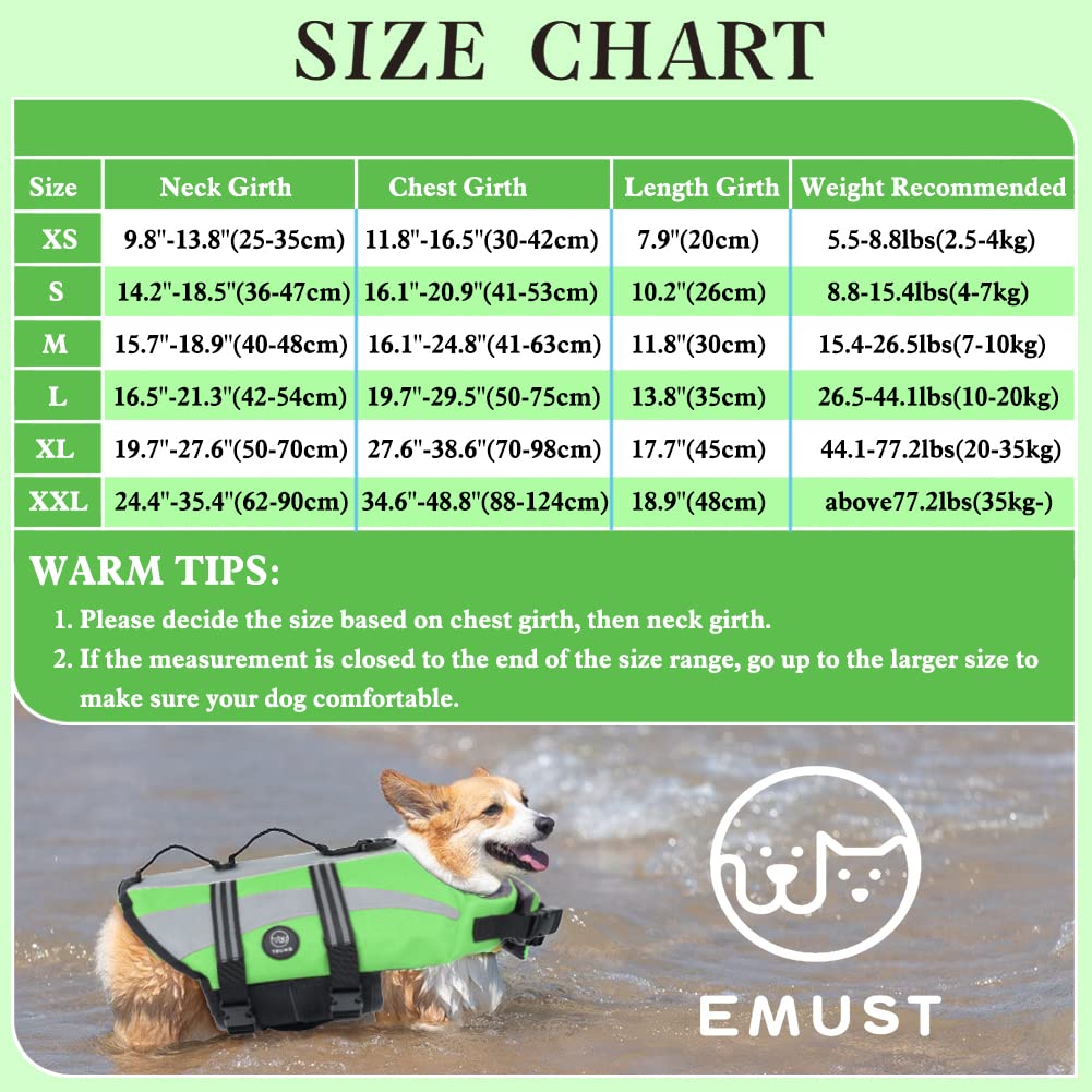 EMUST Life Vests for Dogs, Lightweight XL Dog Life Jacket for Swimming/Boat/Water, Durable Rescue Handle, Royal Blue, XL