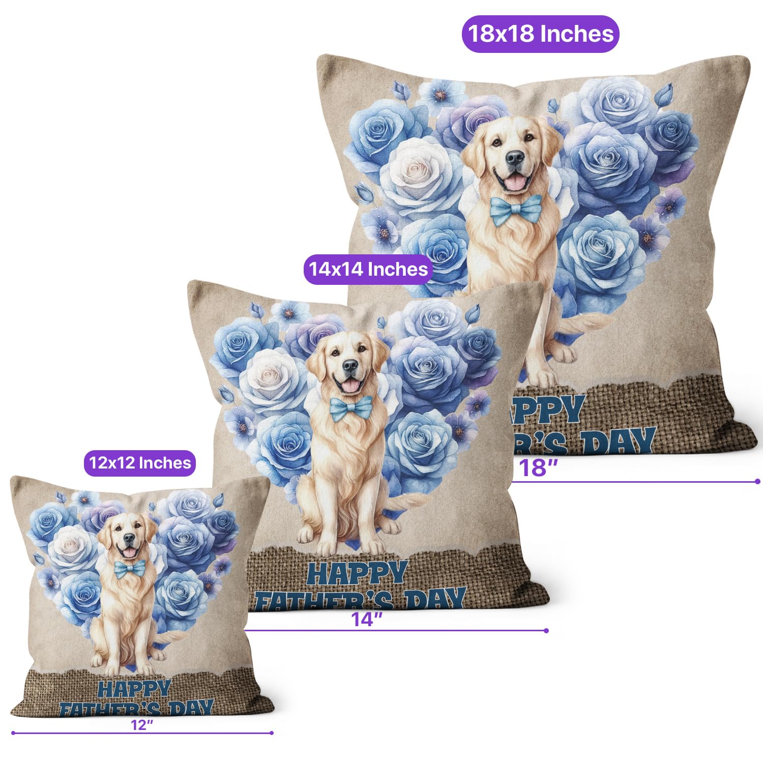 Ninety3POD Golden Retriever Proud Dad Happy Father's Day Pillow Cushion Double Sided Goldens Dog Lover Gifts Idea Throw Pillow - 02008