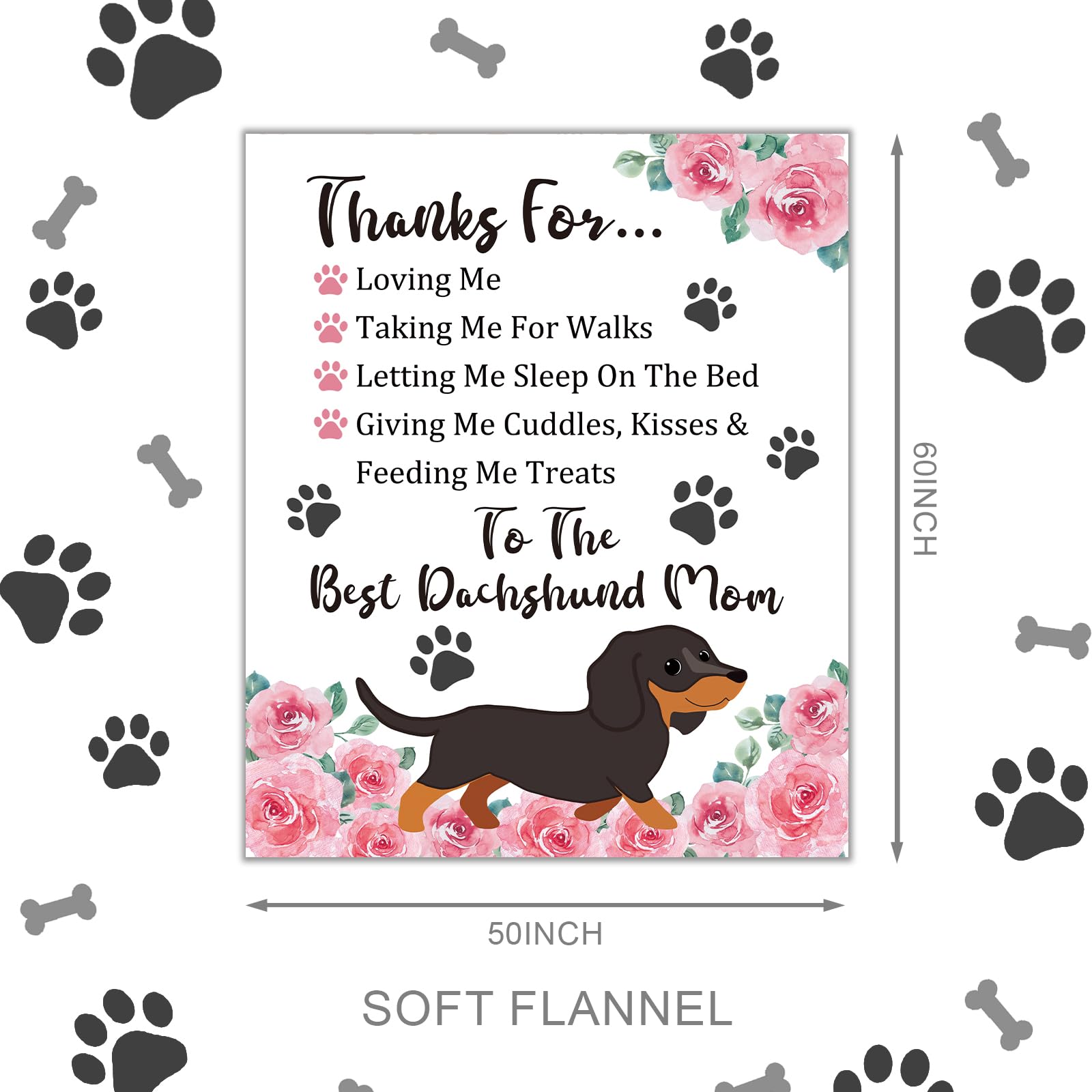 Tian Zhun Dachshund Gifts for Women Weiner Dog Lovers Soft Warm Dachshund Blanket Throw 50 x 60 Inch for Christmas Mothers Day Birthday