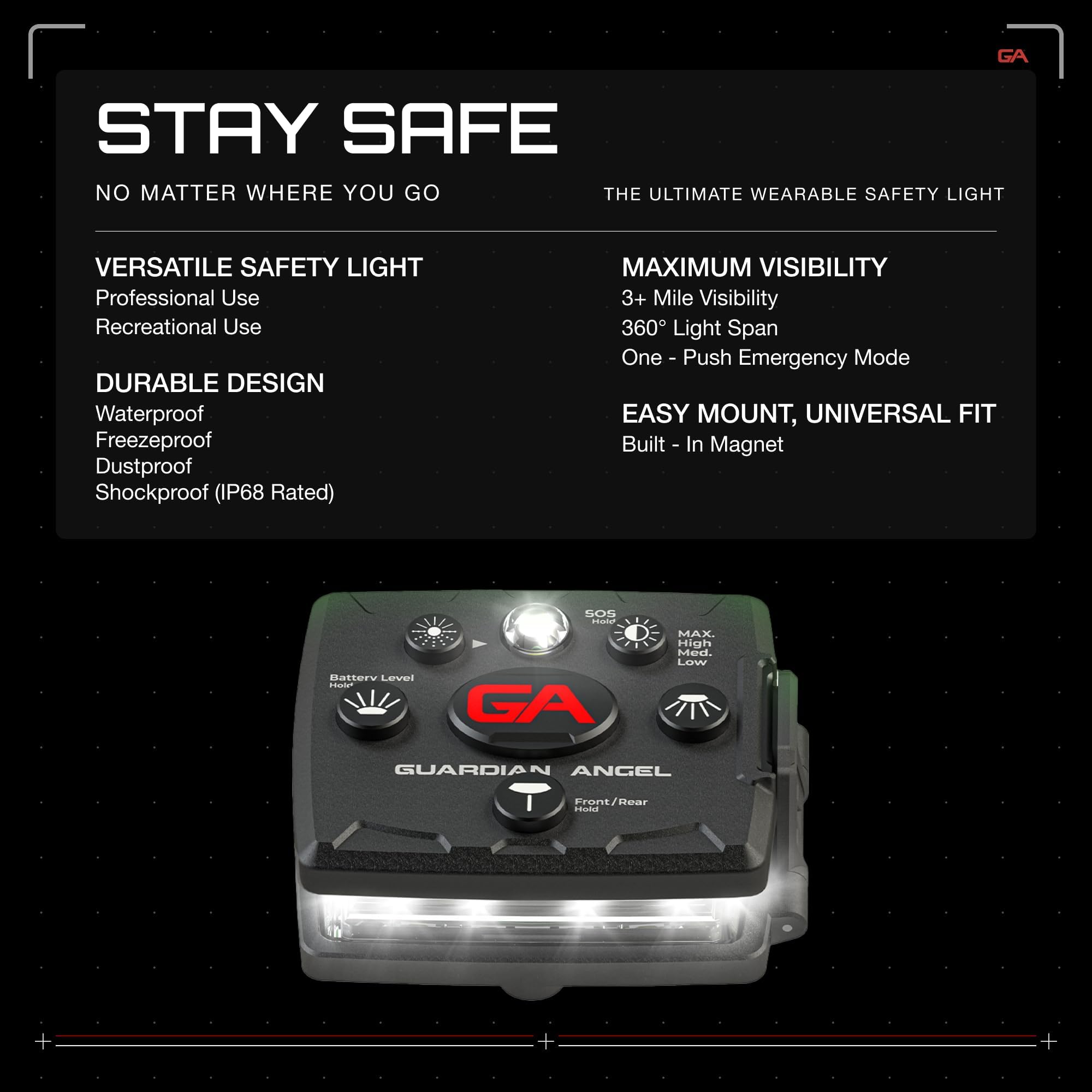 Guardian Angel Dog Walking Safety Light – Micro Series (White/Green) – Ultra Bright LED, 3+ Mile Visibility – Attaches to Collar, Leash, or Harness – Includes Jaw Lock Mount & Tether