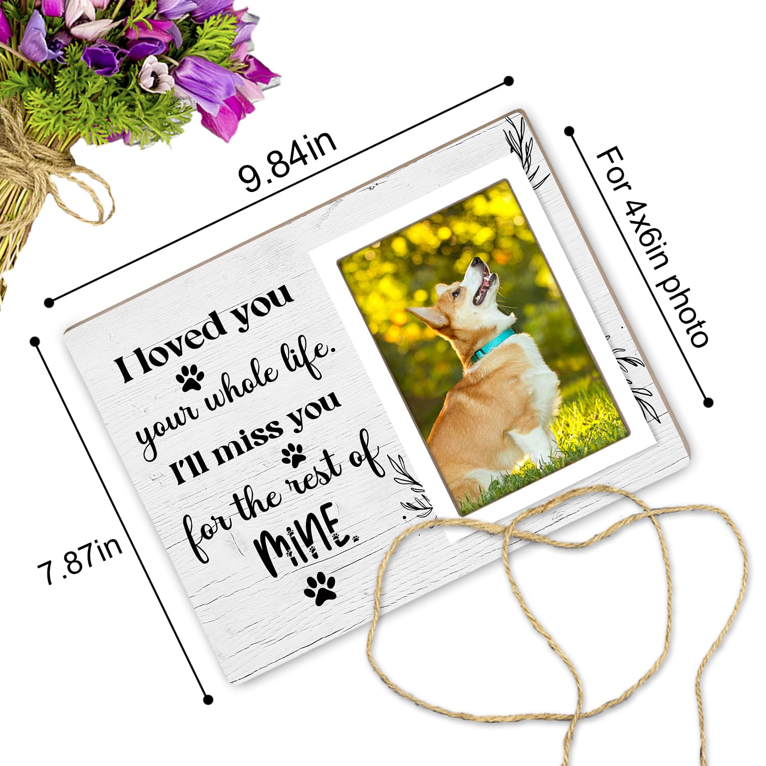 Itsoly Dog Memorial Picture Frame - Pet Loss Gift - I Love You Your Whole Life I Will Miss You for the Rest of Mine - Wooden Photo Frame, 4x6 Inch Photo12P70