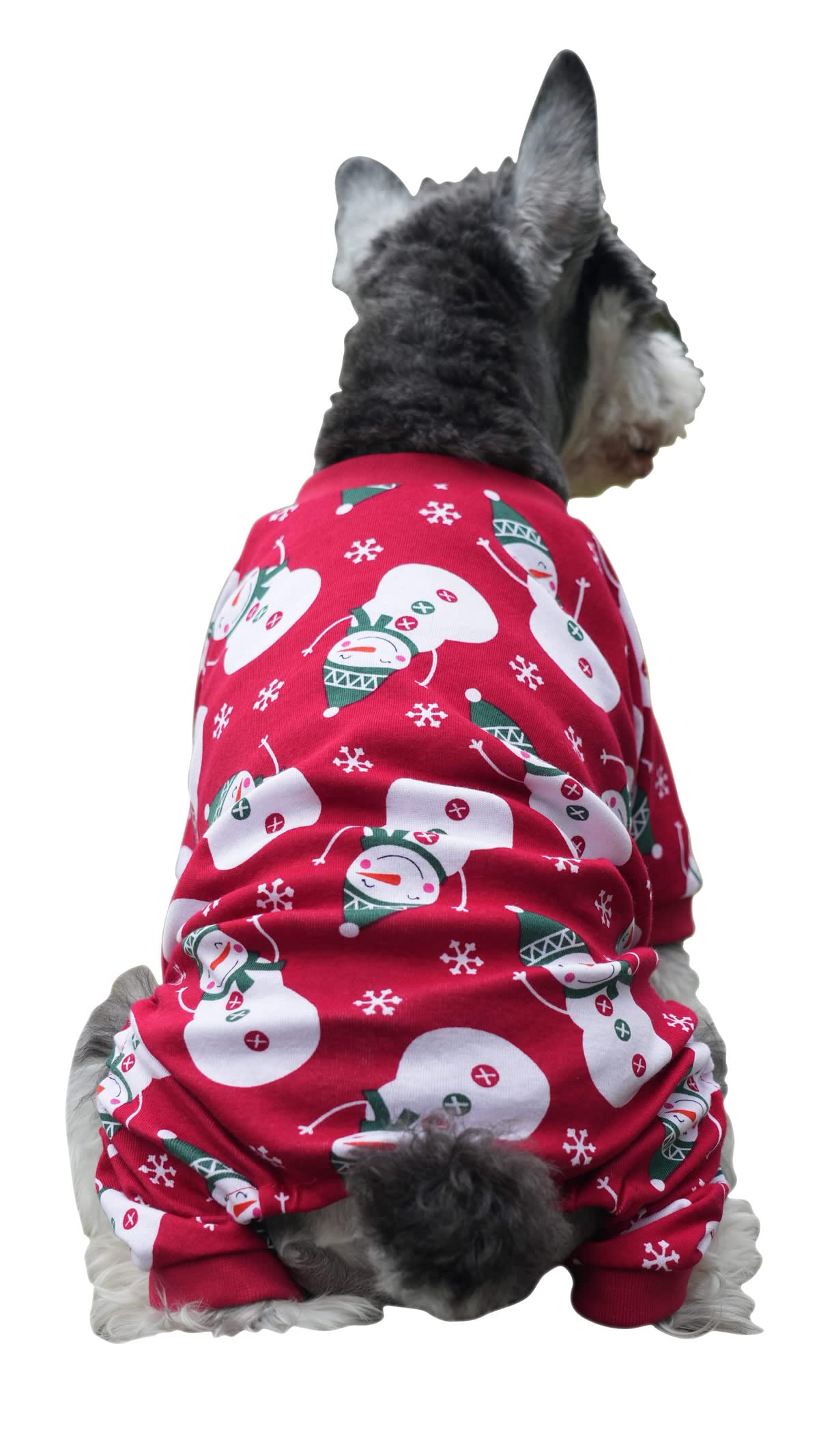 Lanyarco Cute Snowman Dog Pajama Reindeer Small Pet Clothes Christmas Dog Pajamas Shirts, Red Back Length 12" Small