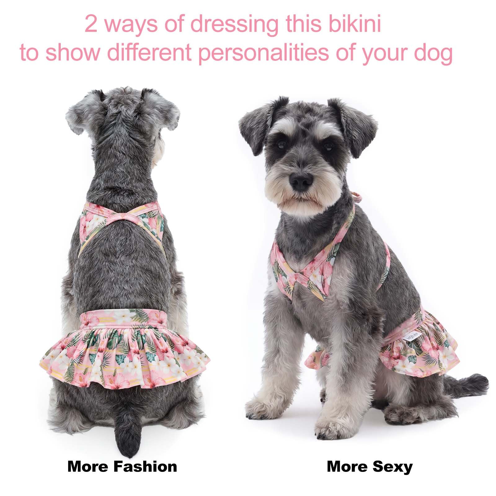 CuteBone Dog Bikini Dress 2 Pack, Stylish Swimsuit Costume for Small Dogs, Comfortable & Adjustable Puppy Bathing Suit, Soft Outfit Pet Apparel for Beach, Pool and Summer Fun 2DB18M