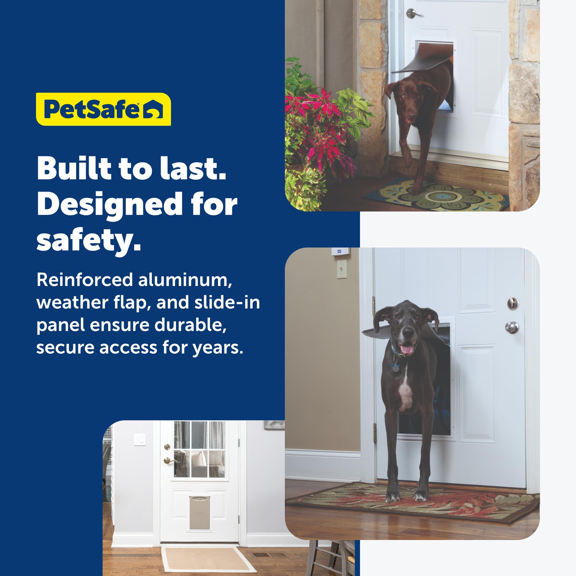 PetSafe Freedom Aluminum Pet Door for Dogs and Cats - Solid Durable Frame - Extra-Large, White, Tinted Flexible Vinyl Flap - Includes Closing Panel