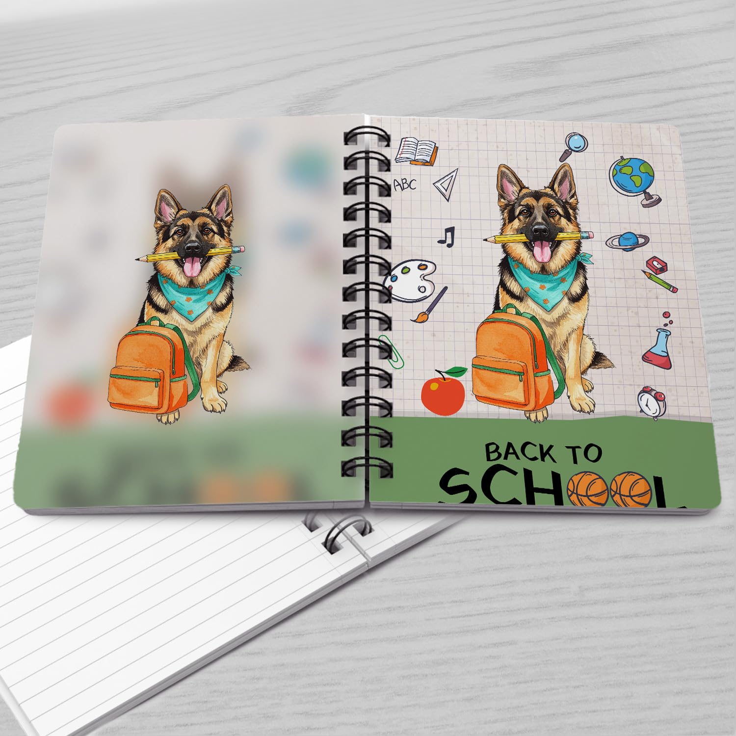 Ninety3POD Hardworking German Shepherd Ready Back to School New Year Classes Spiral Bound Journal Alsatian Dog Lover Gifts 5x7in Spiral Notebook 12011