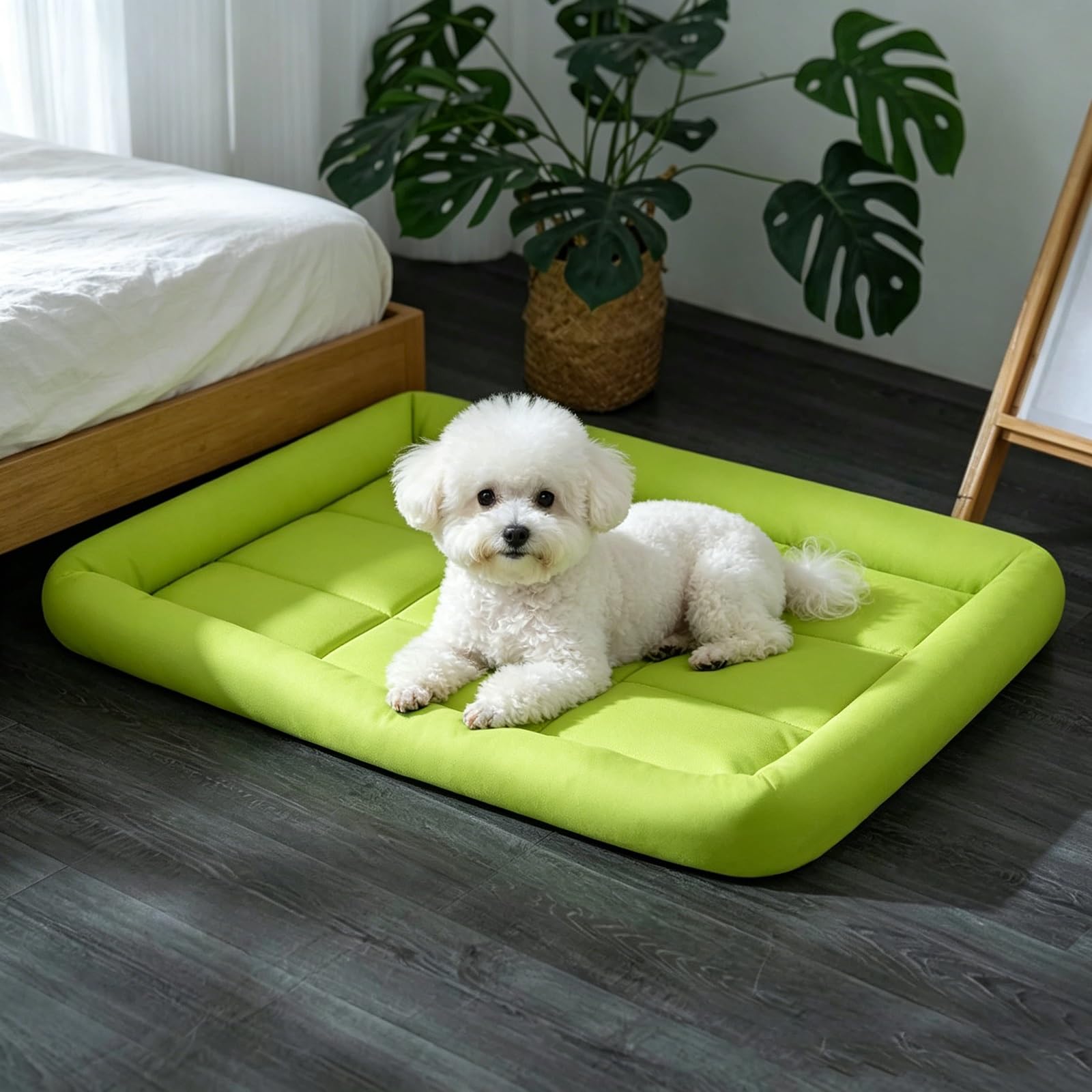 Washable Large Dog Bed, Durable Scratch-Resistant Pet Sleeping Pad, Indoor Outdoor Waterproof Dog Bed for Cats & Dogs(Green,S)