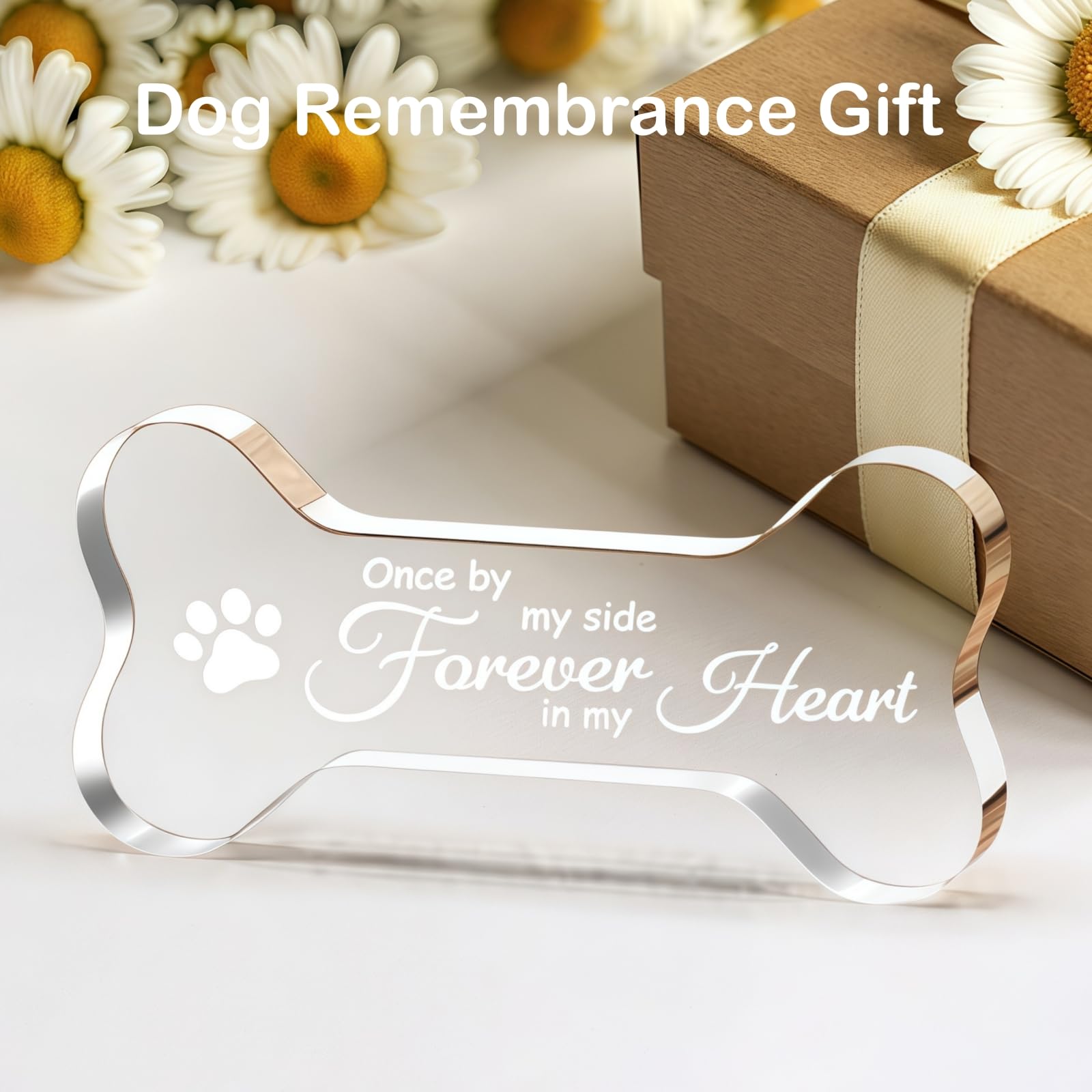 Cynlsum Pet Memorial Ornament Remembrance Gifts Loss of Dog Cat Sympathy Gift Crystal Bone Shape Decor Ornament for Dogs Puppy Keepsake